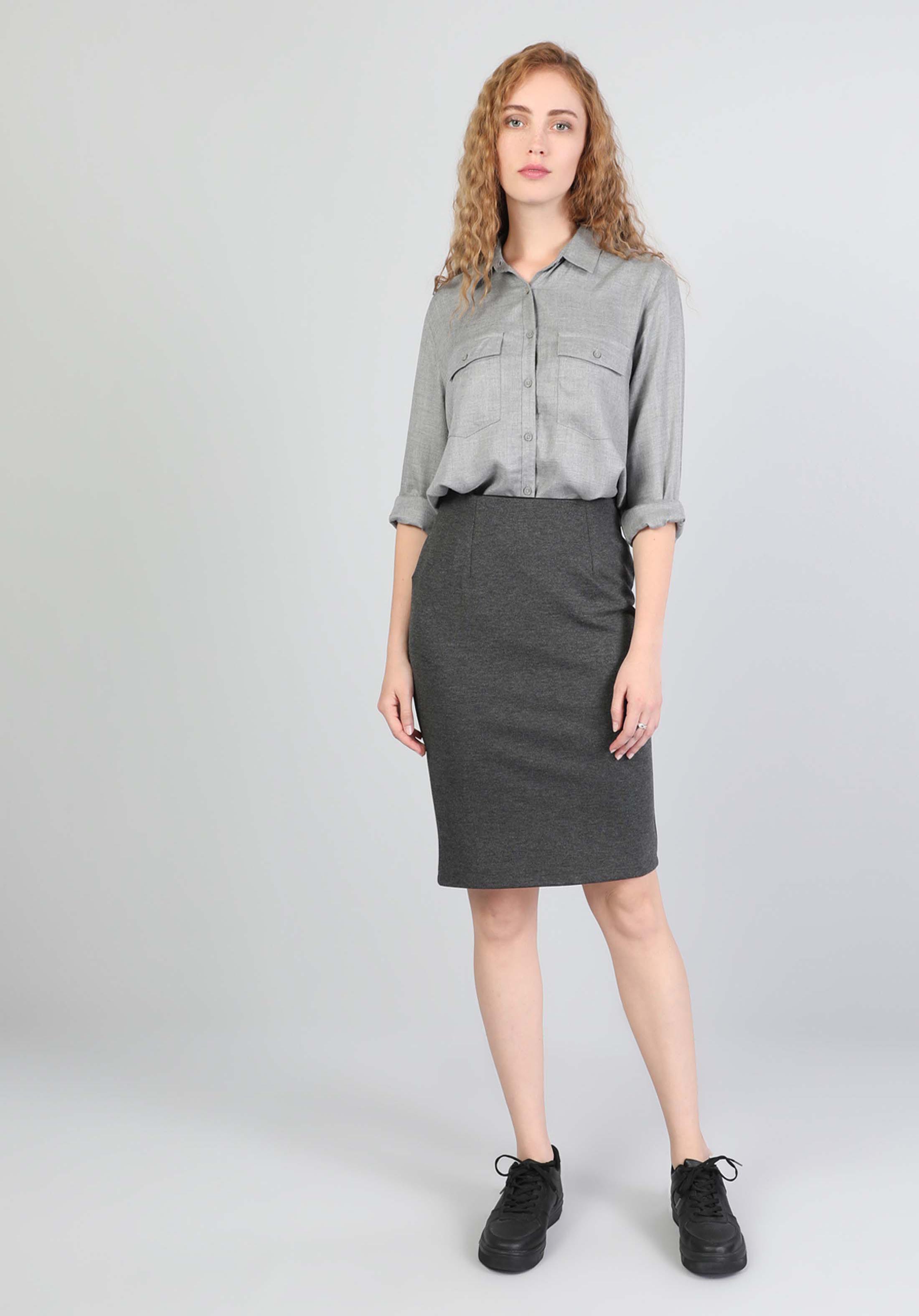 Slim Fit   Kadın Antrasit Etek Cl1045015