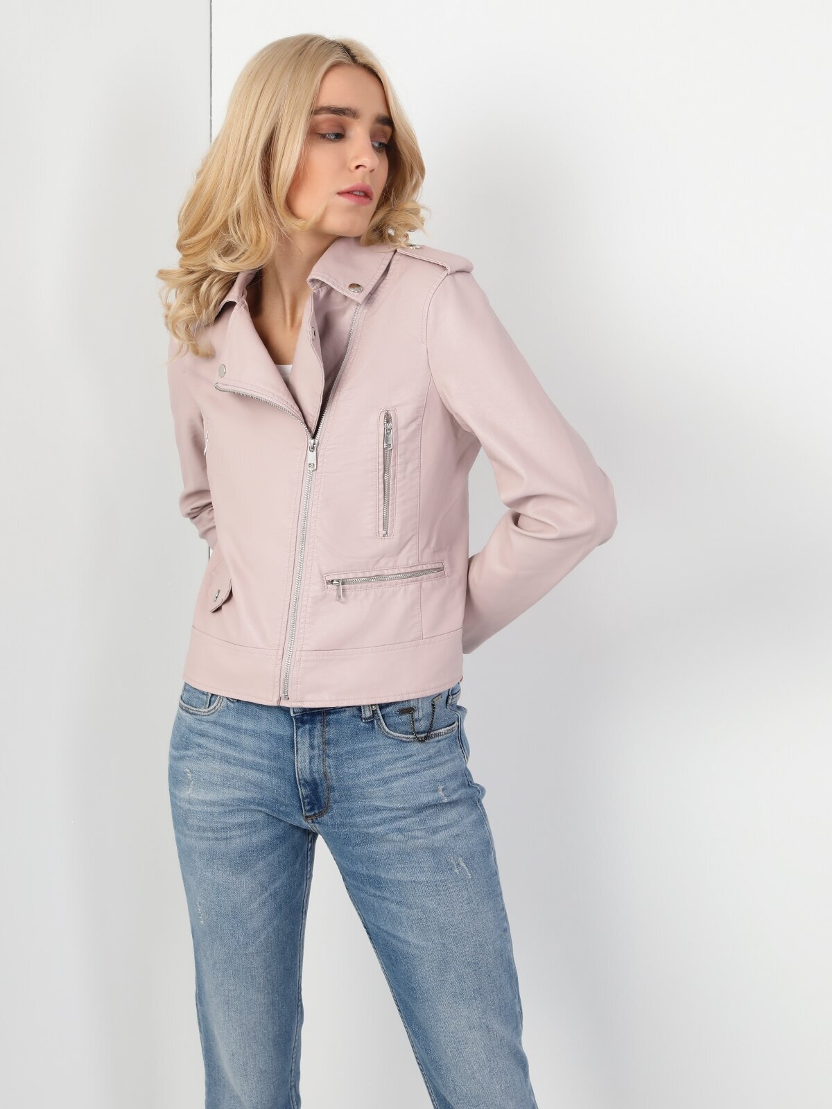 Slim Fit Pembe Suni Deri Mont Cl1047369