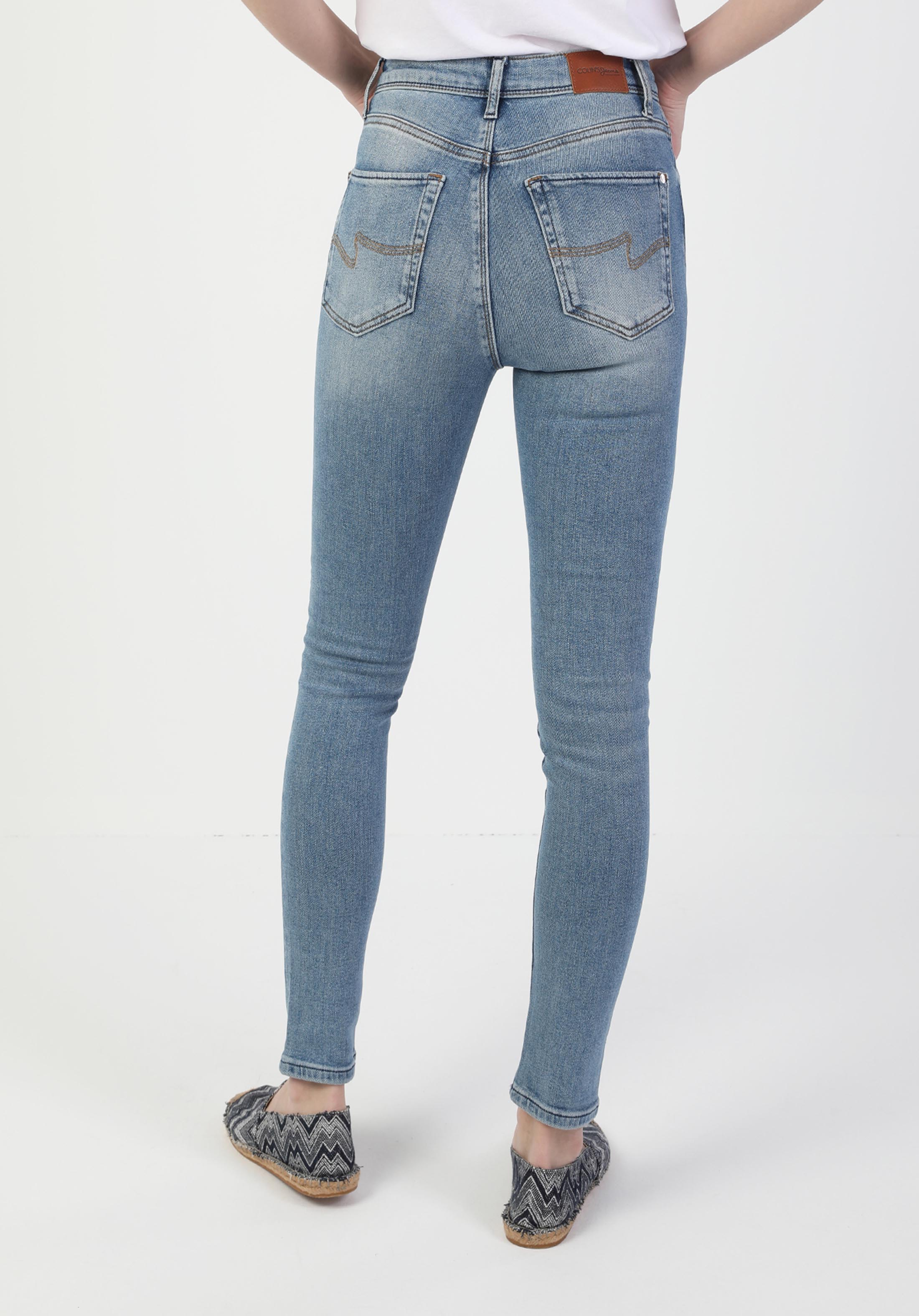 Super Slim Fit Yüksel Bel Dar Paça Kadın İndigo Jean Pantolon
