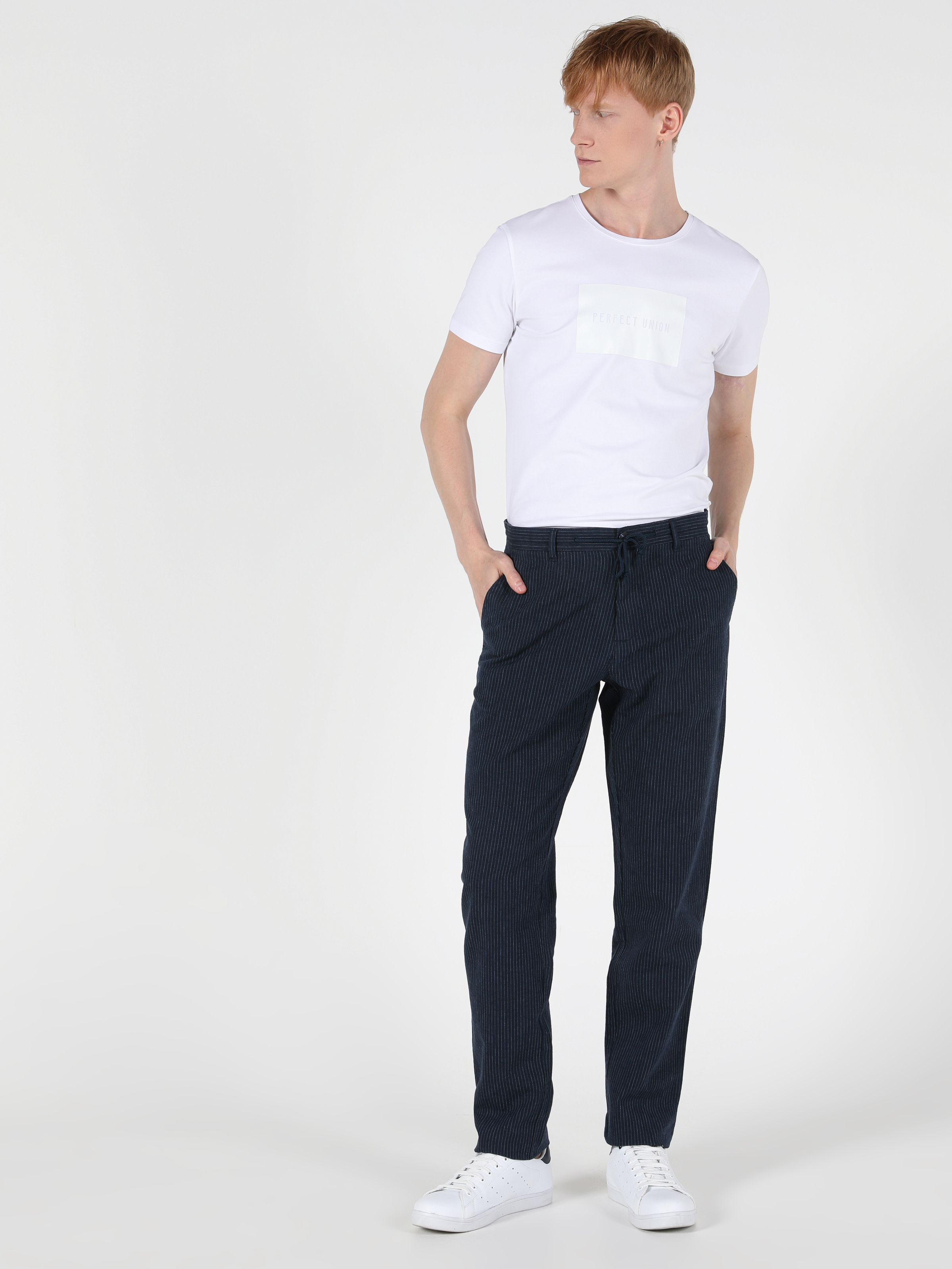 Colins Regular Fit Orta Bel Düz Paça Erkek Lacivert Pantolon. 1
