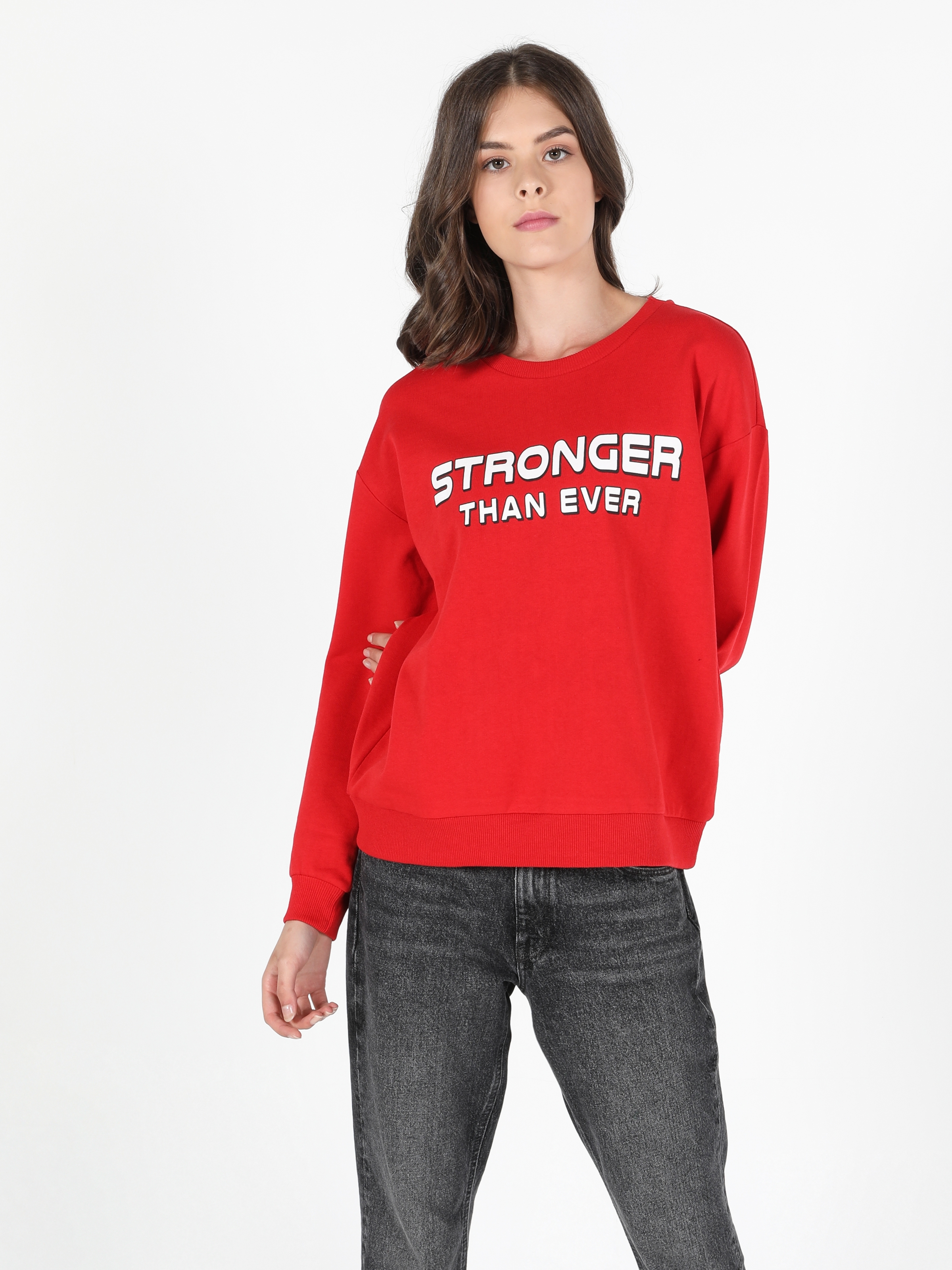 Colins  Regular Fit Kadın Kırmızı Sweatshirt. 1