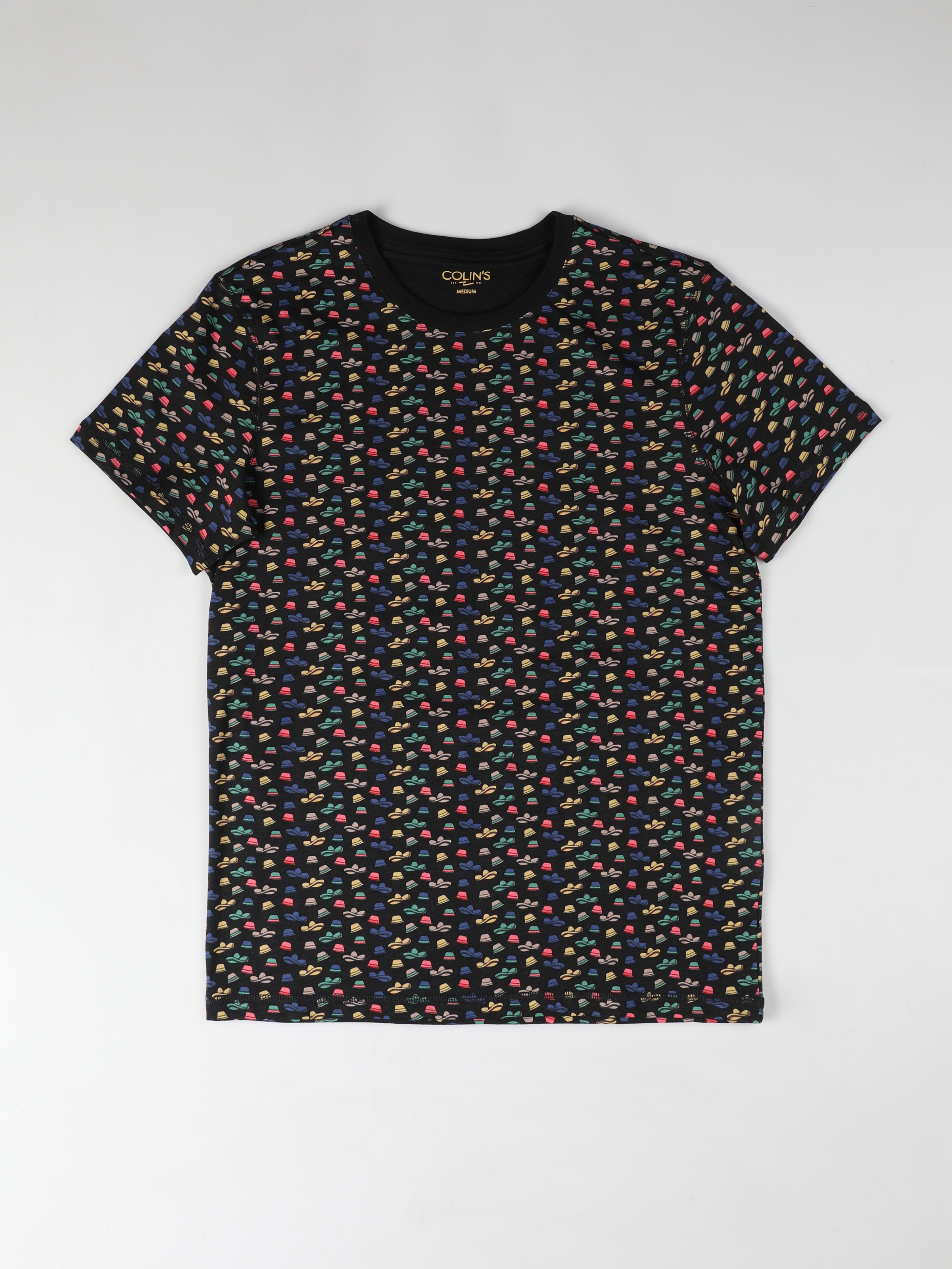 Regular Fit Yuvarlak Yaka  Erkek Siyah Kısa Kol Tişört Cl1051187