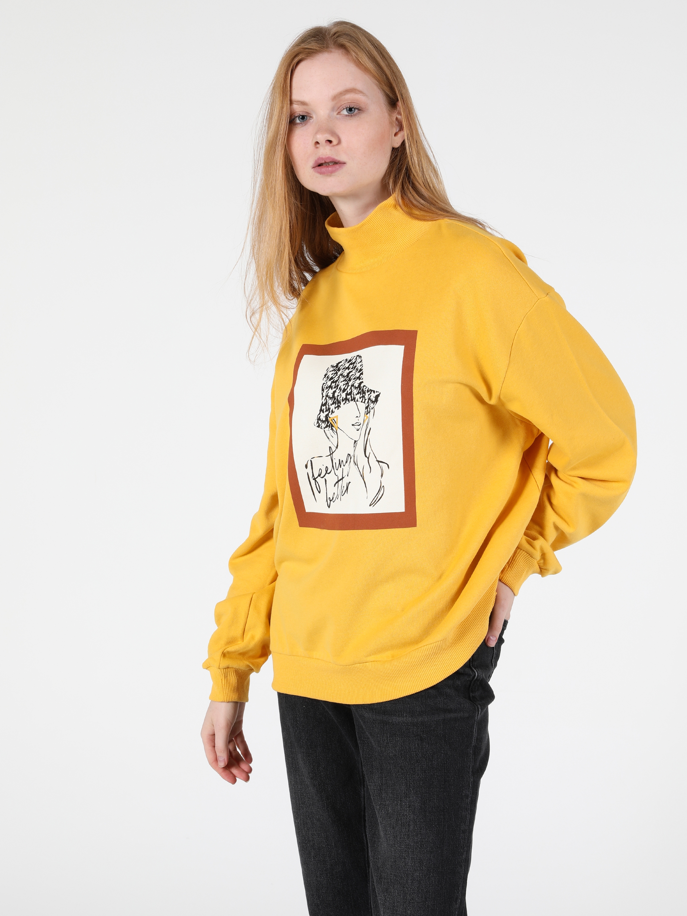 Colins  Sarı Kadın Sweatshirt. 1