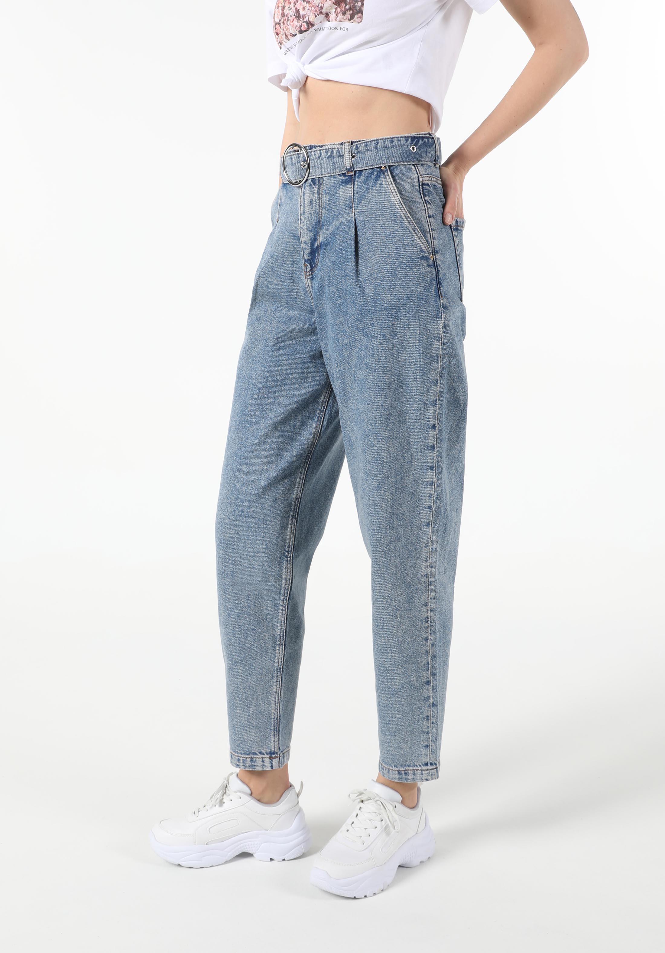 Colins - 886 Dennıs Yüksek Bel Daralan Paça Slouchy Fit Jean Kadın