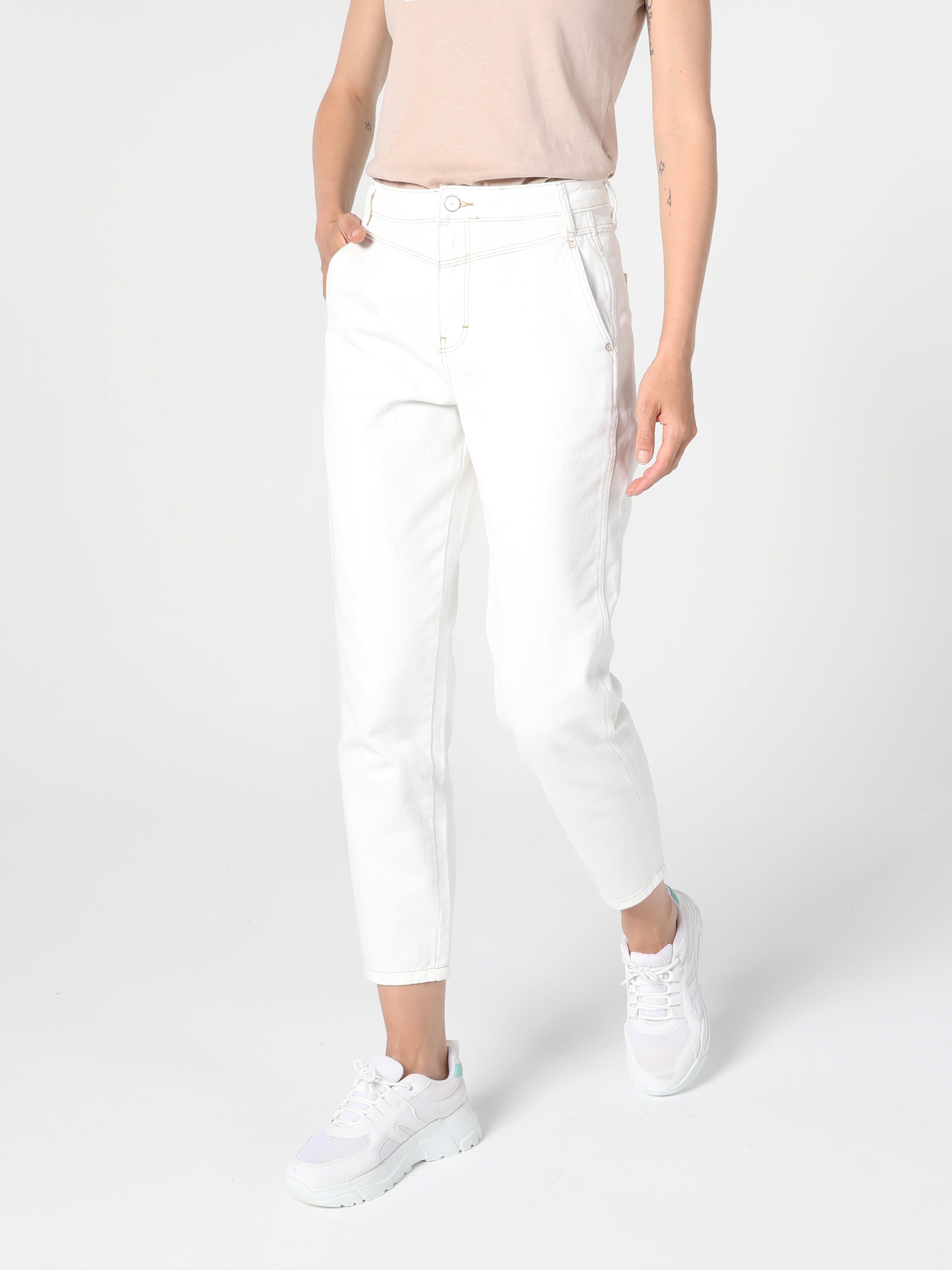 896 Maria Yüksek Bel Daralan Paça Mom Fit Kadın Jean Pantolon Cl1055544