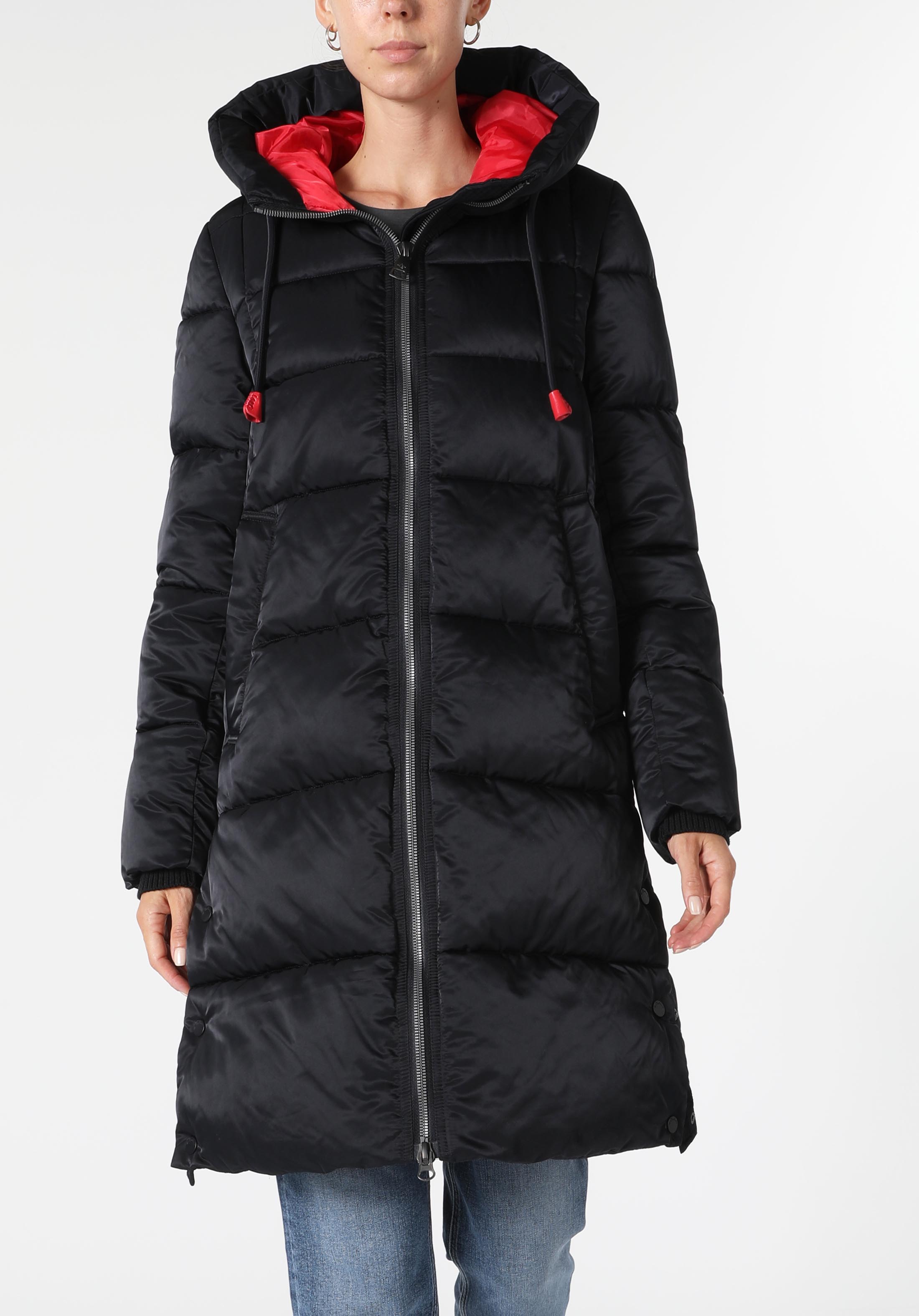 Regular Fit Kapüşonlu Lacivert Kadın Kaban
