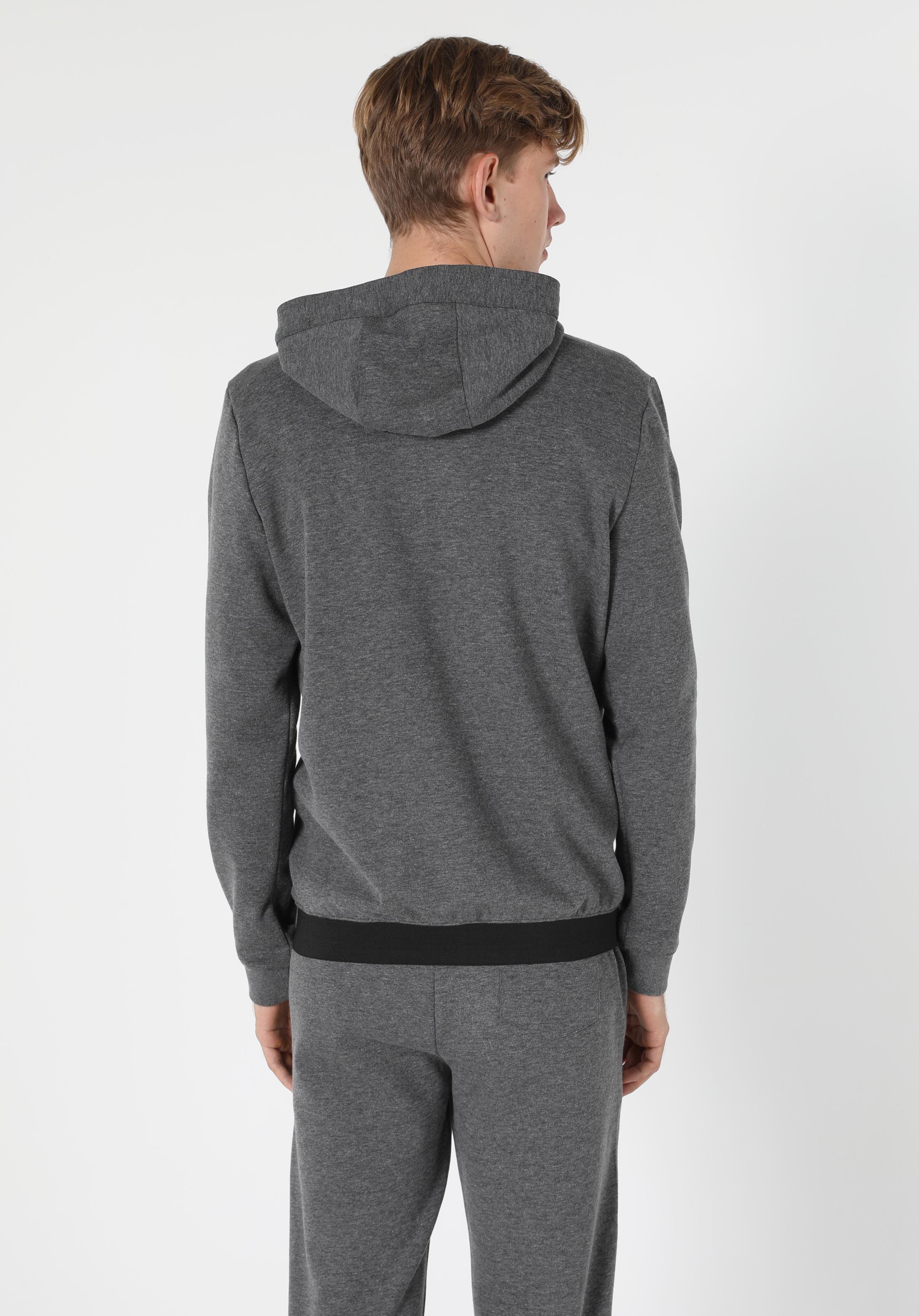 Slim Fit Gri Melanj Erkek Sweatshirt