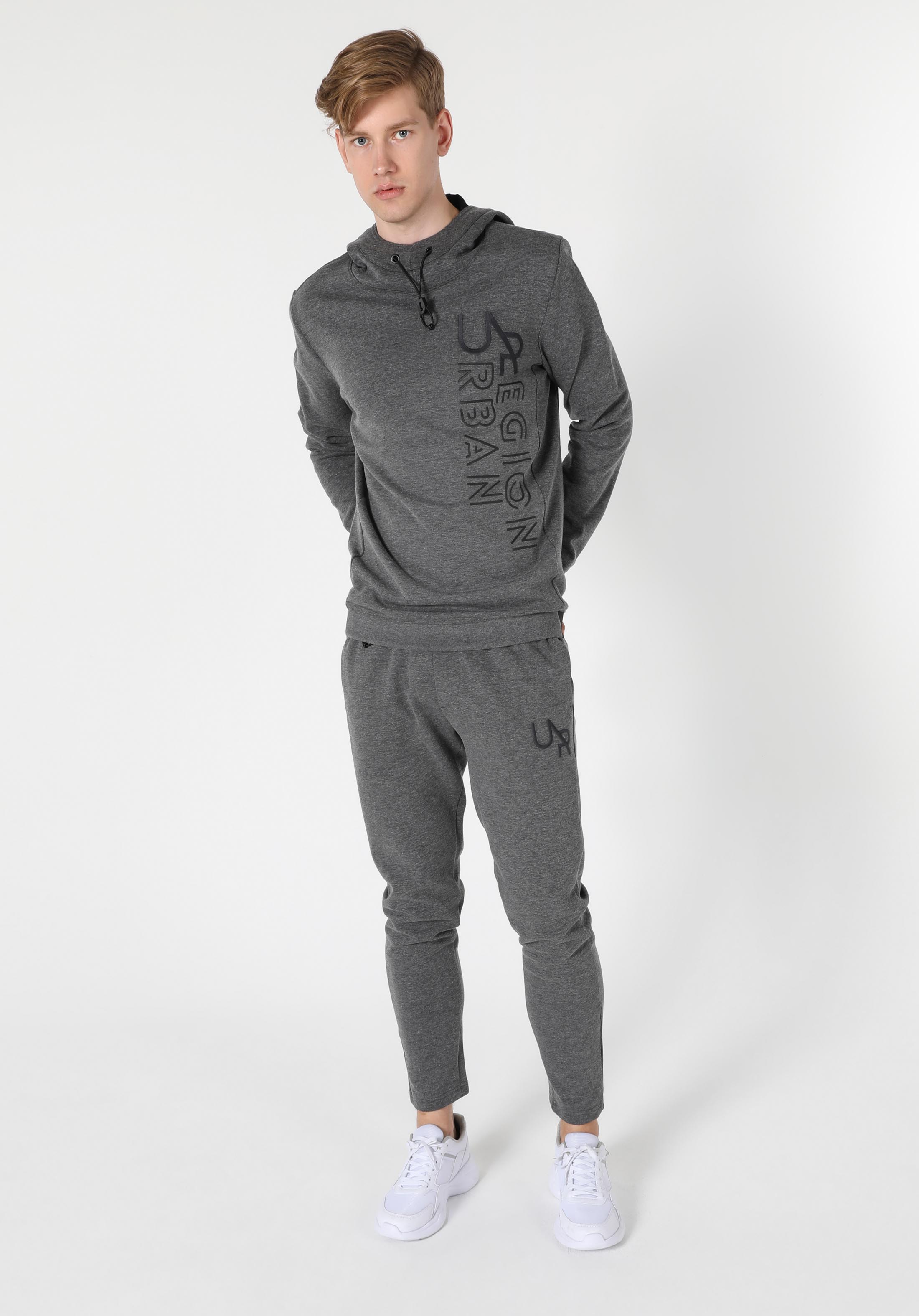 Slim Fit Gri Melanj Erkek Sweatshirt