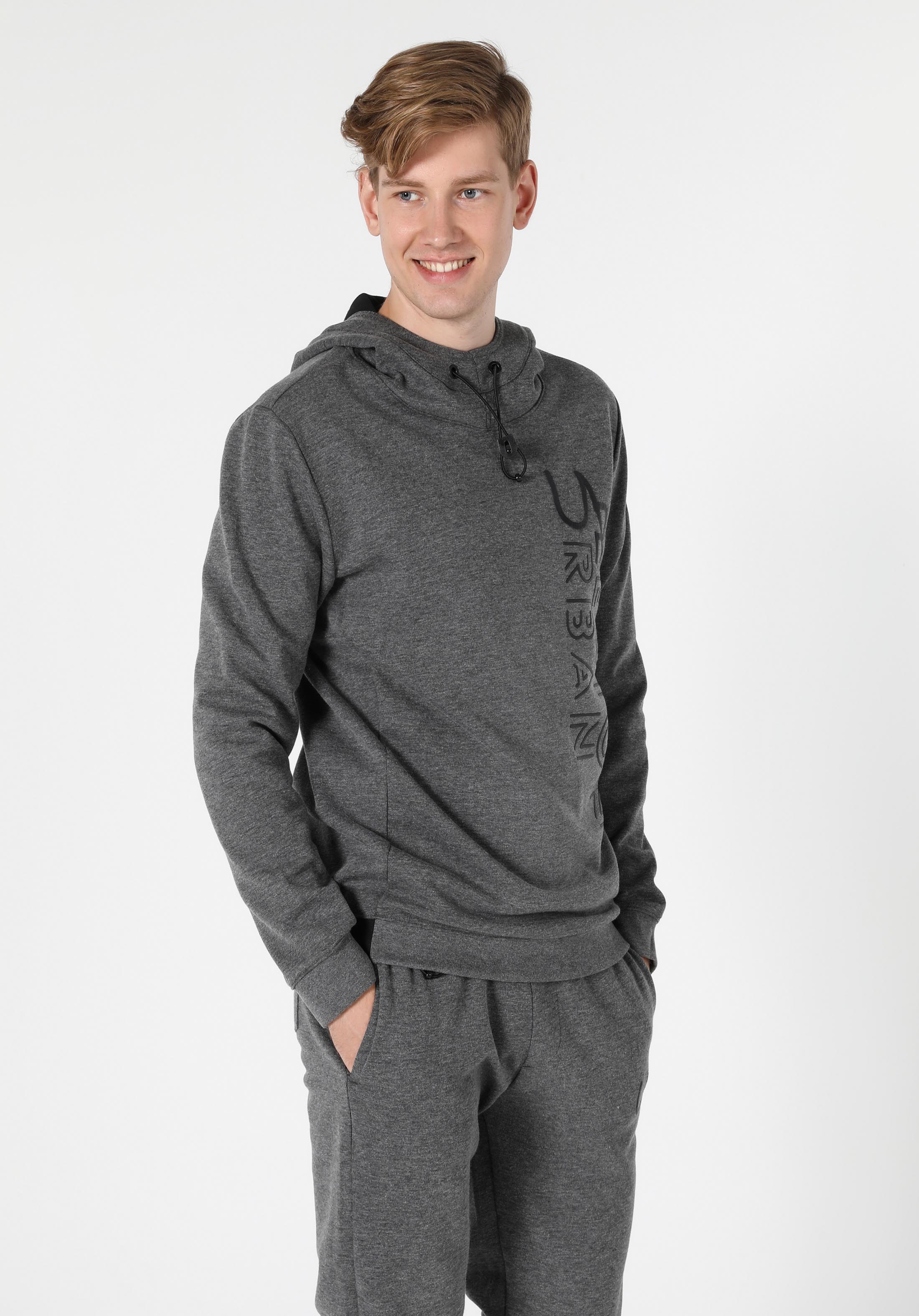 Slim Fit Gri Melanj Erkek Sweatshirt
