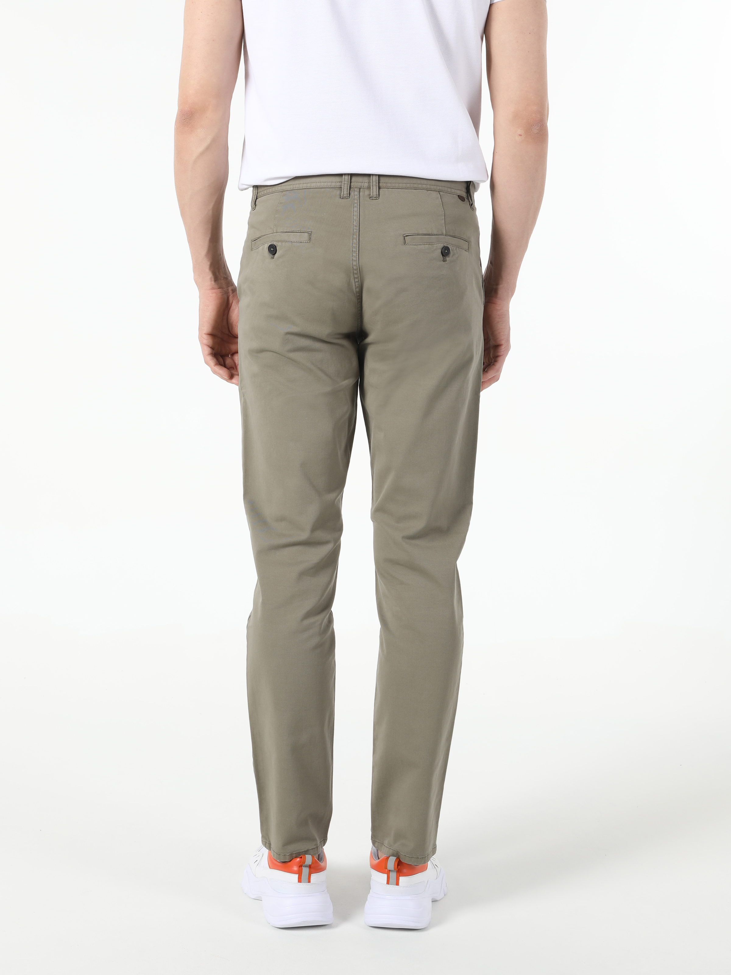 Regular Fit Orta Bel Düz Paça Erkek Yeşil  Pantolon