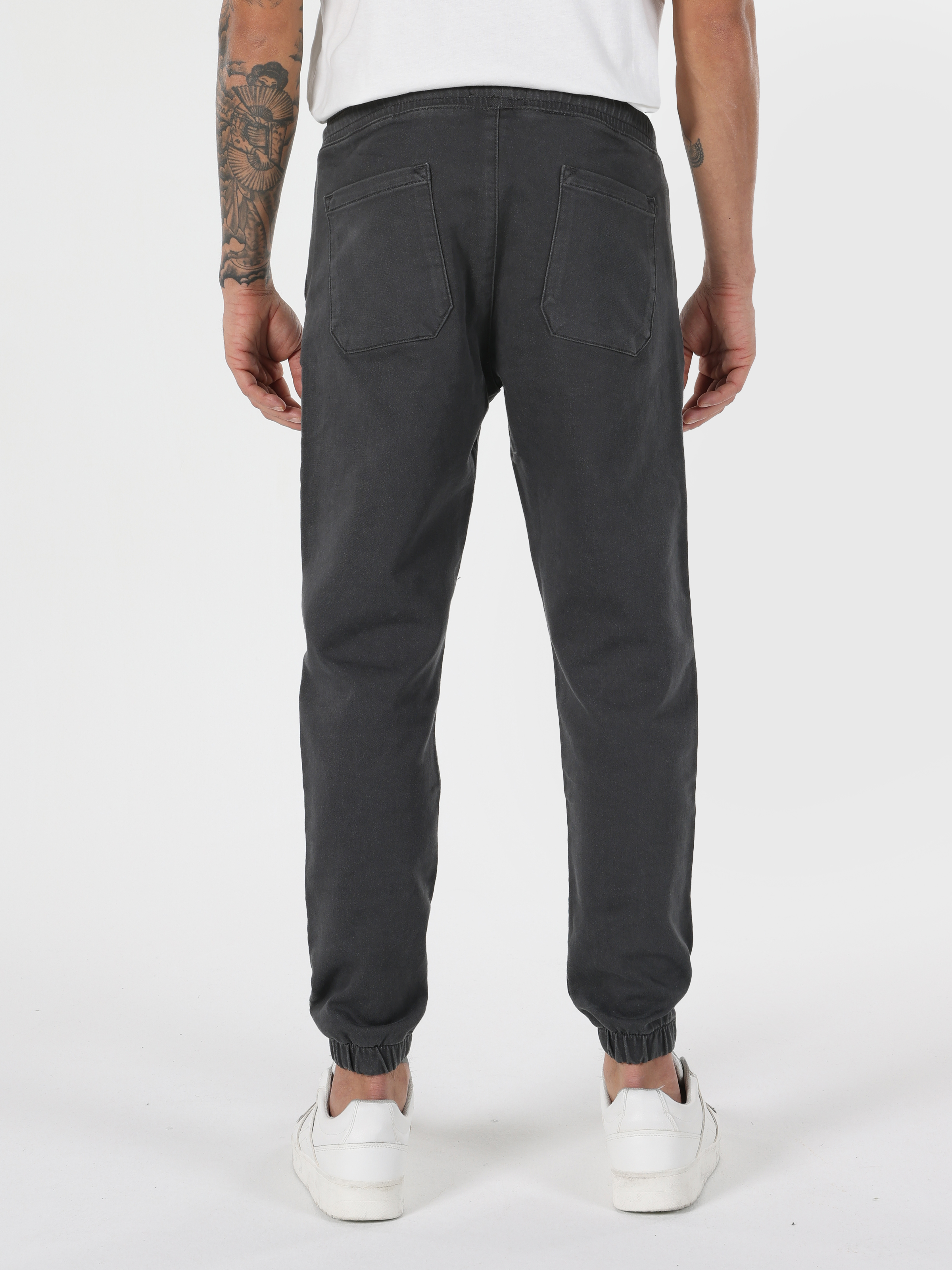 Slim Fit Orta Bel Lastikli Paça Erkek Antrasit  Pantolon