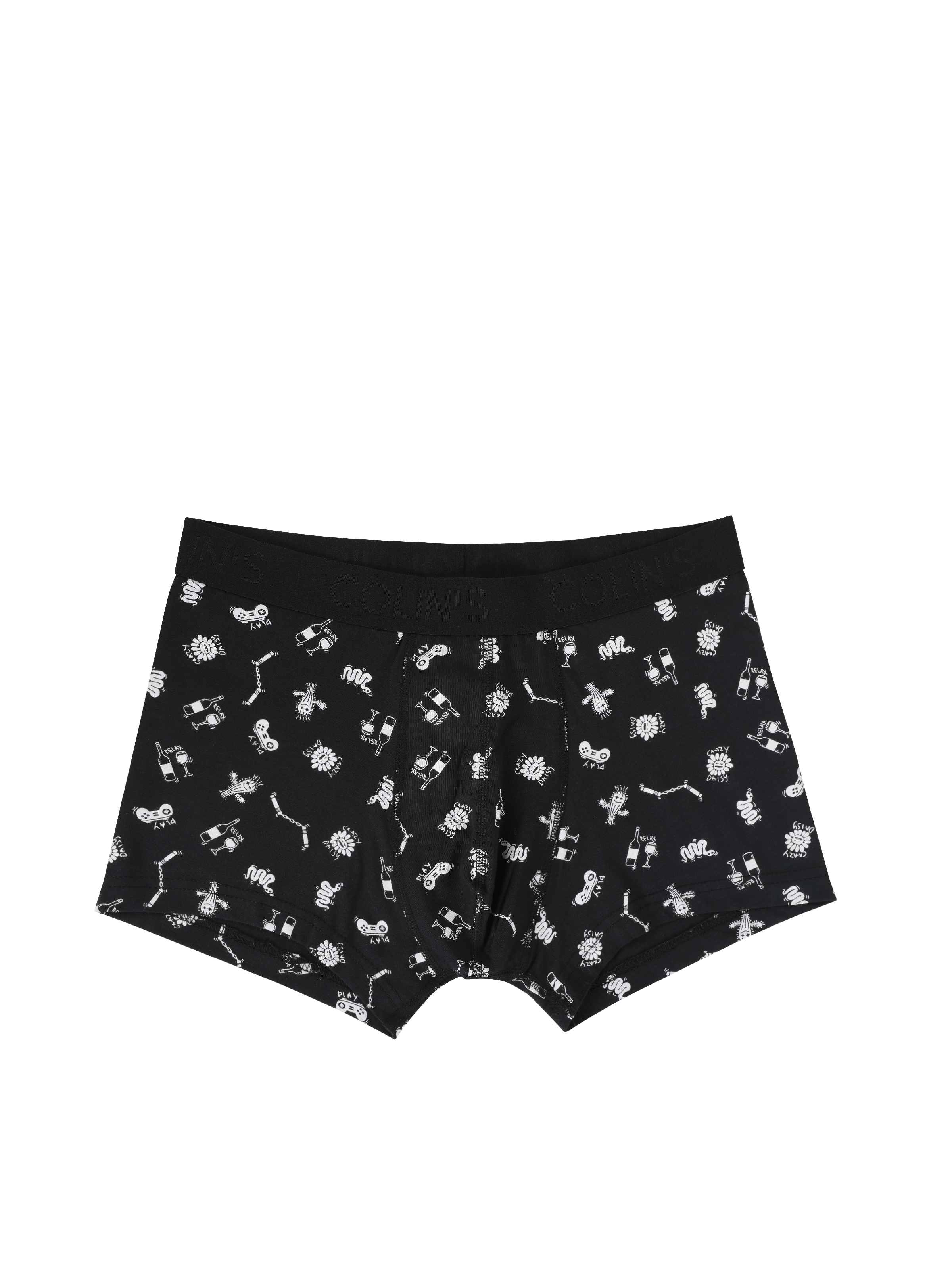 Modern Fit Baskılı Erkek Siyah Boxer