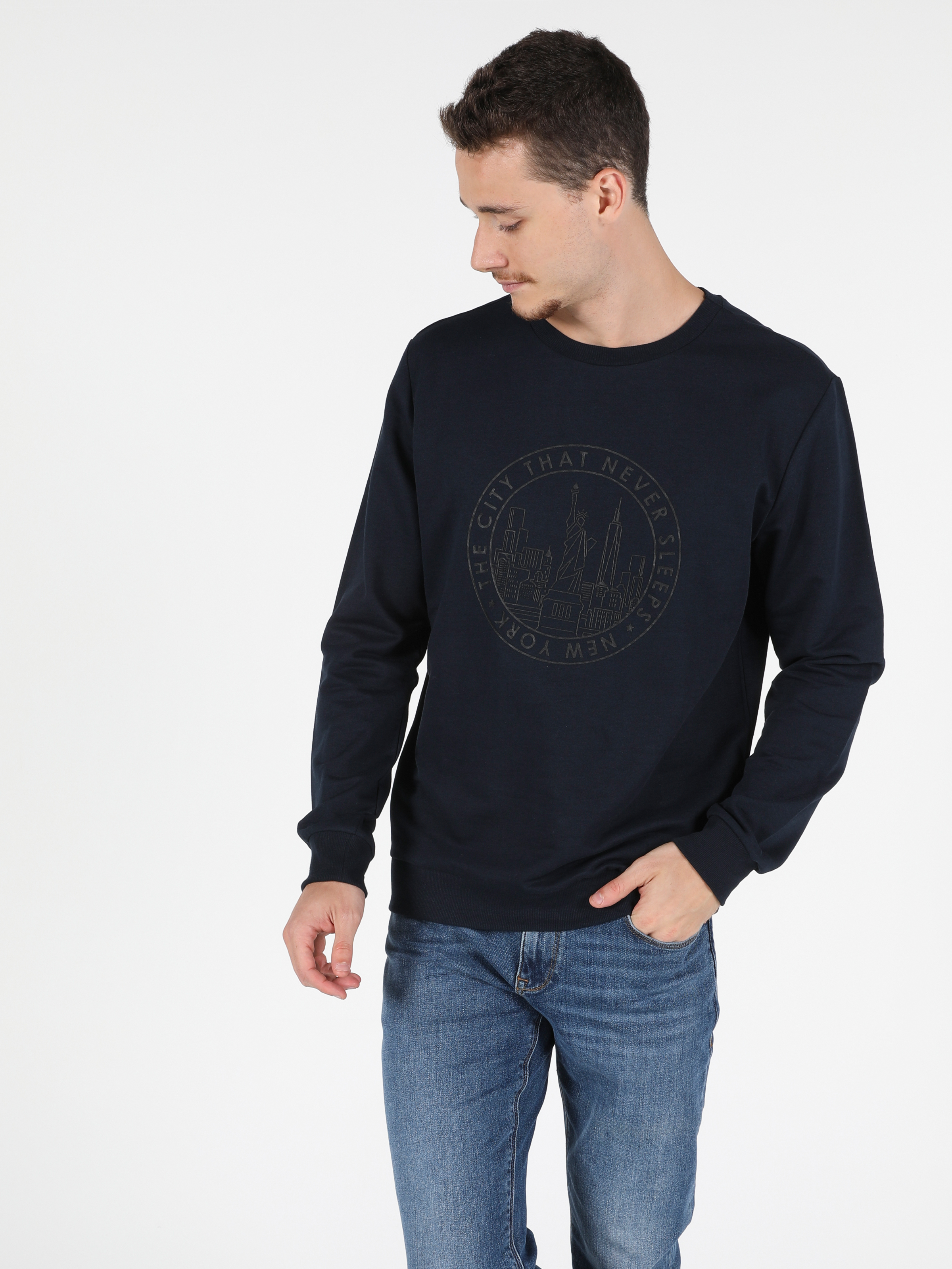 Regular Fit   Erkek Lacivert Sweatshirt