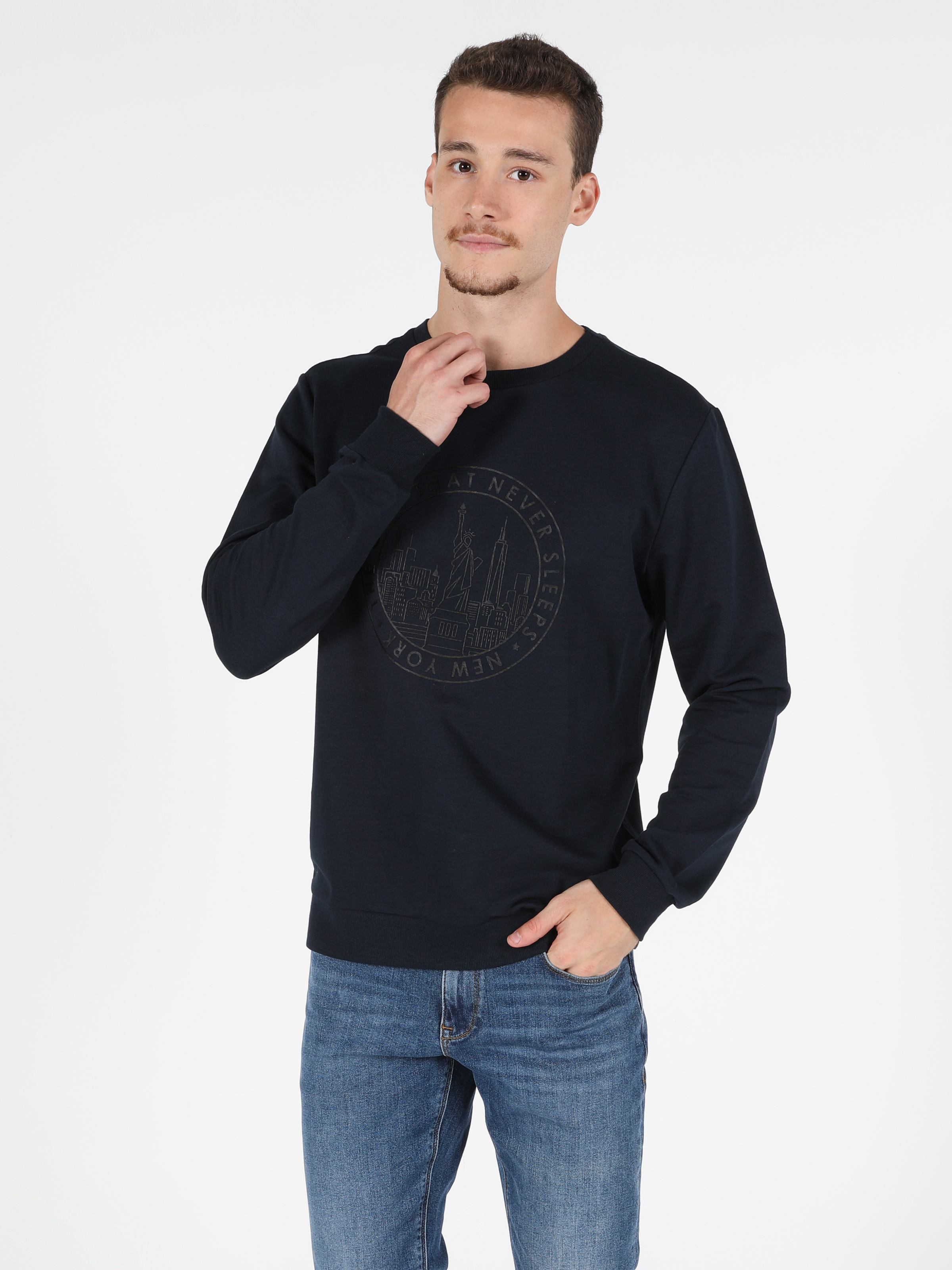 Regular Fit   Erkek Lacivert Sweatshirt
