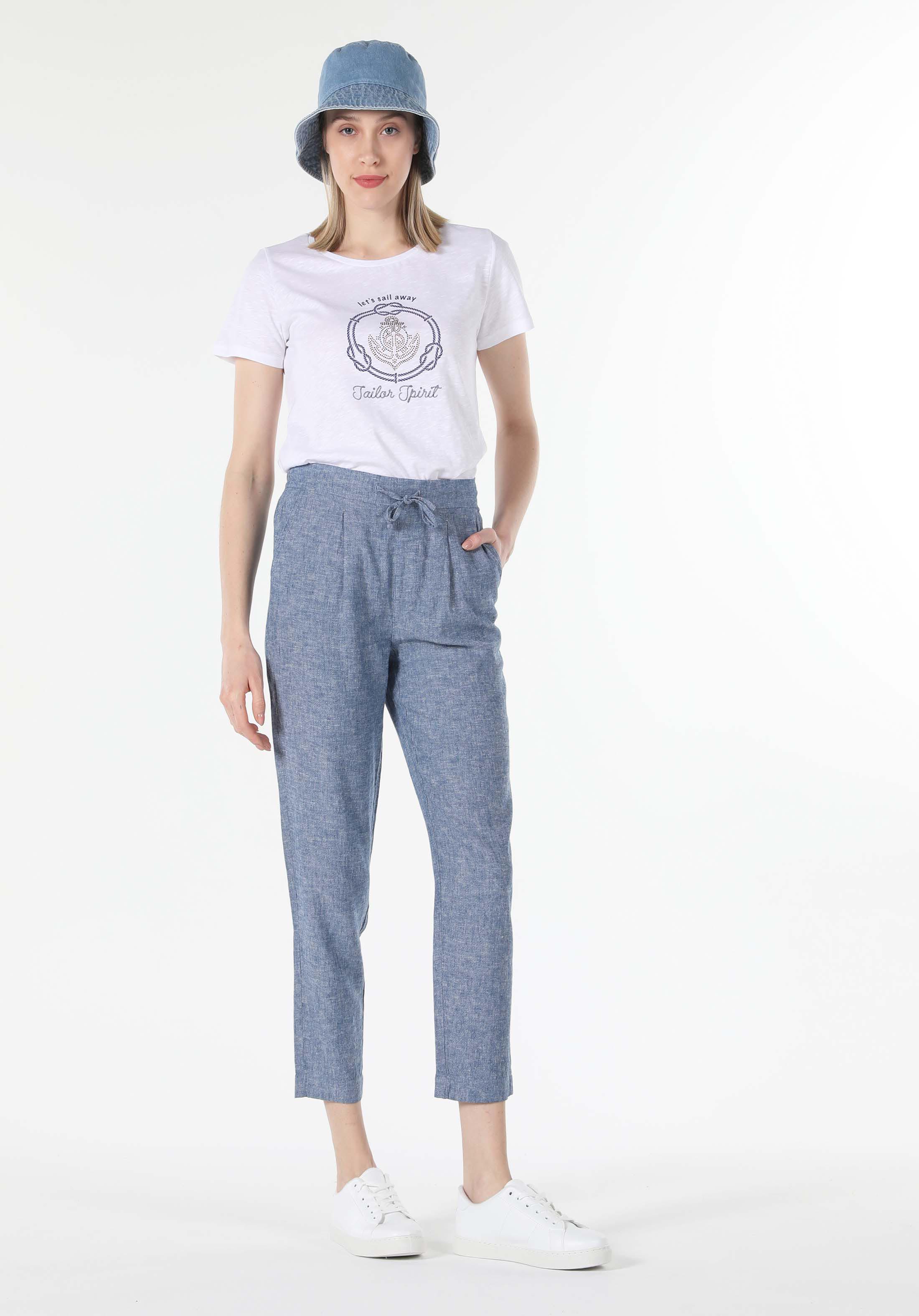 Düşük Bel Normal Kesim Düz Paça Mavi Kadın Pantolon Cl1058539