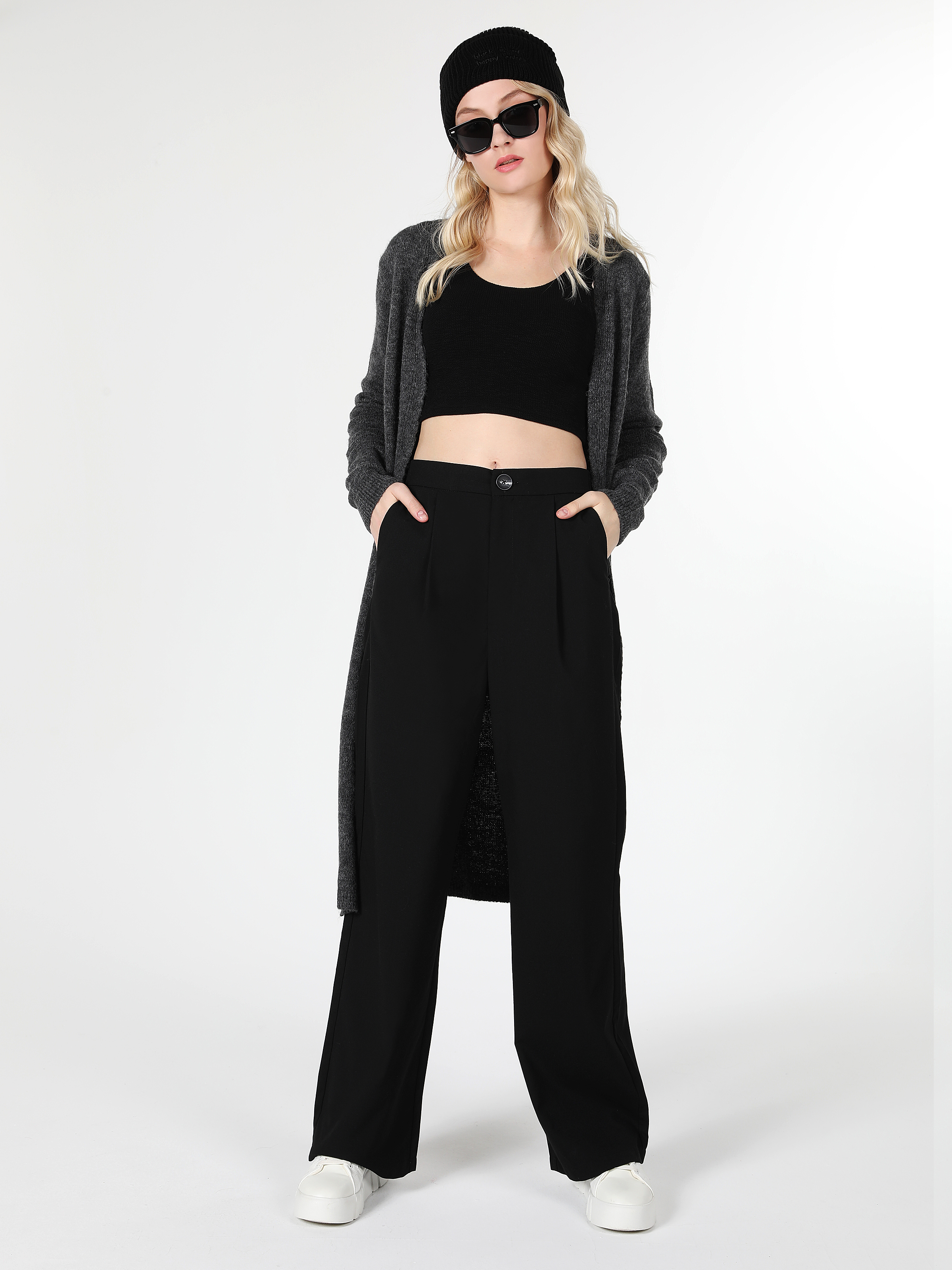 Regular Fit   Kadın Antrasit Hırka