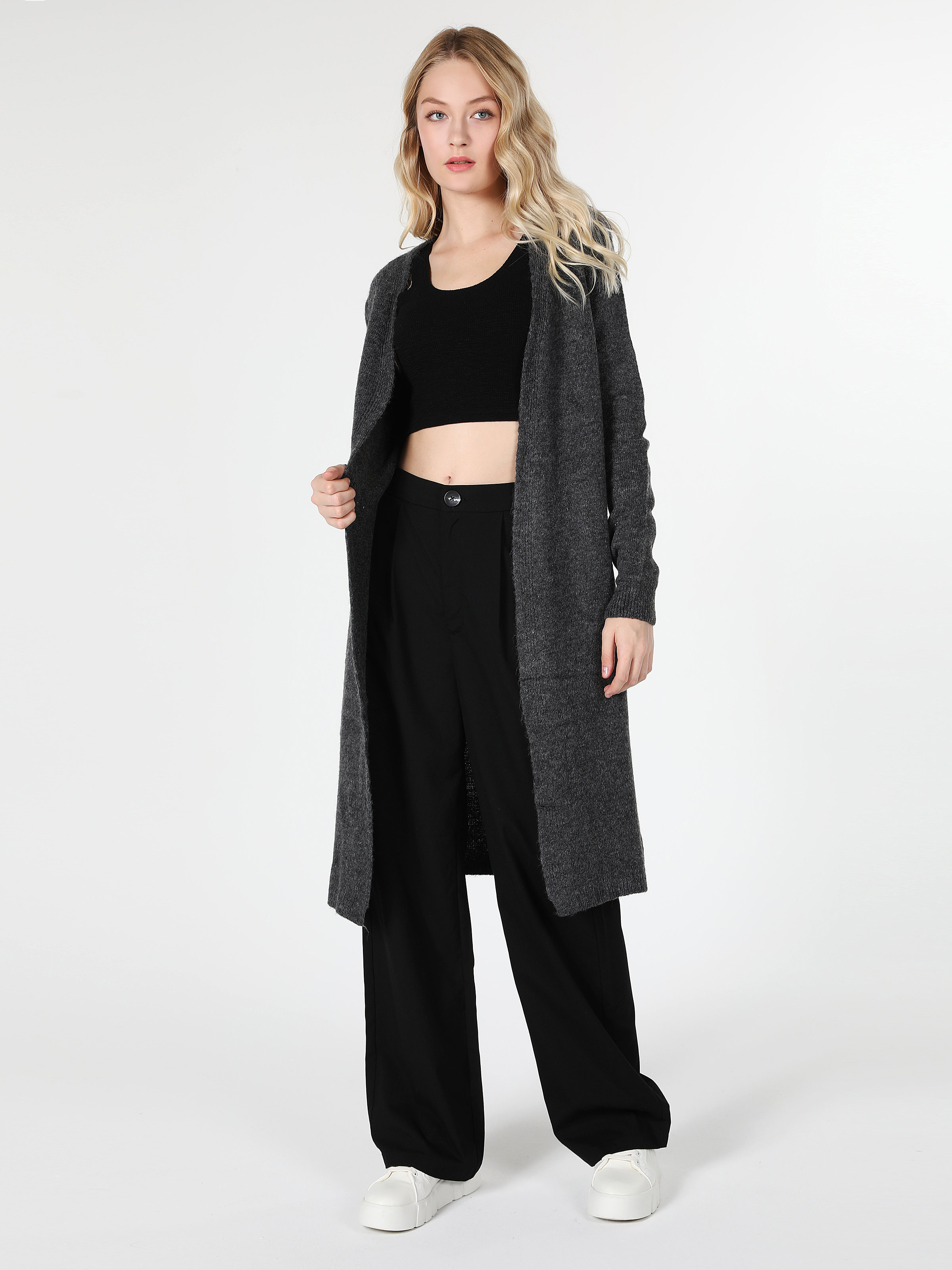 Regular Fit   Kadın Antrasit Hırka