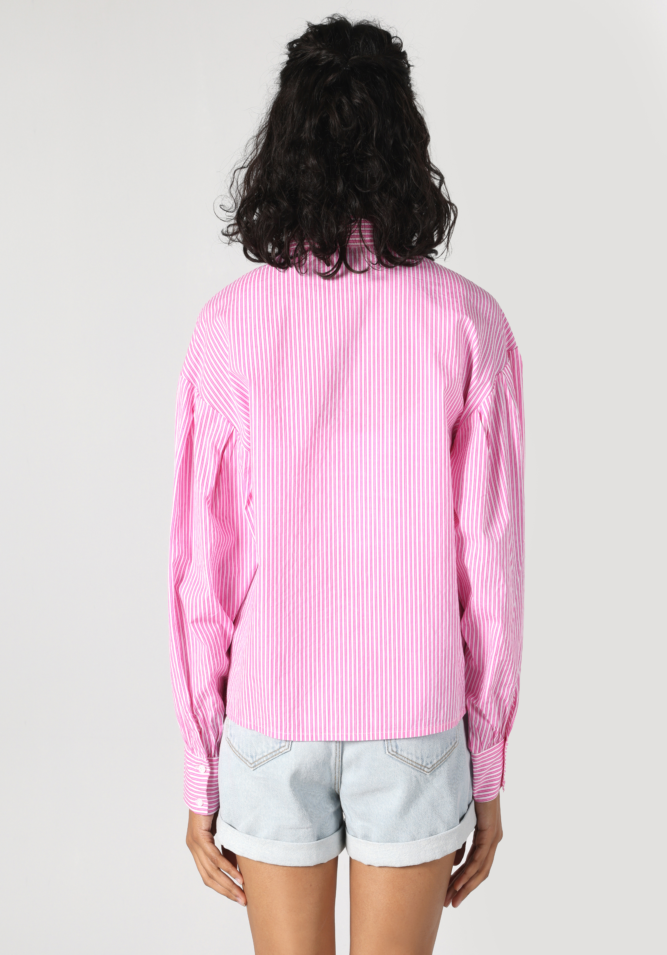 Regular Fit Shirt Neck  Kadın Pembe Uzun Kol Gömlek