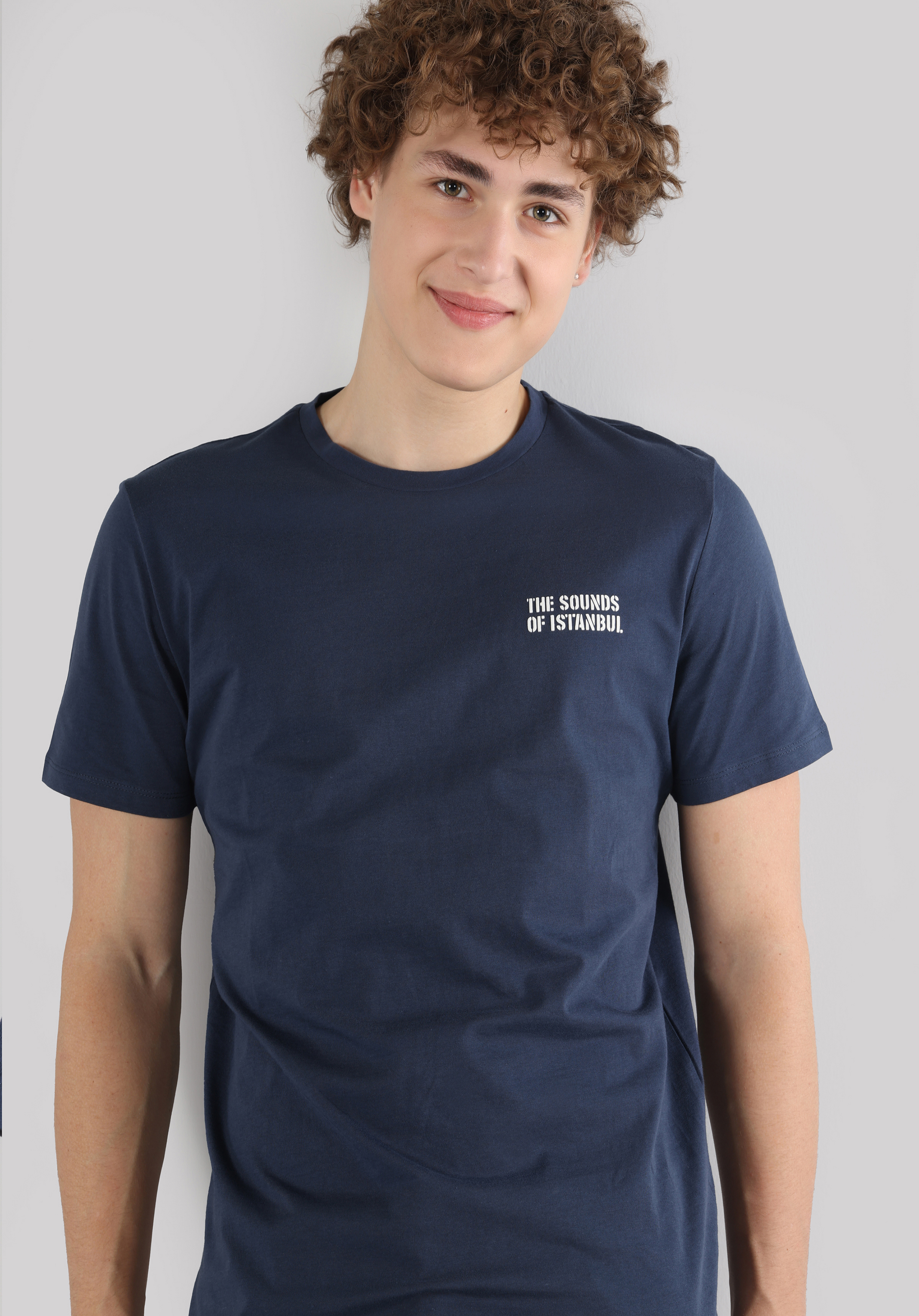 Regular Fit Yuvarlak Yaka  Erkek Lacivert Kısa Kol Tişört