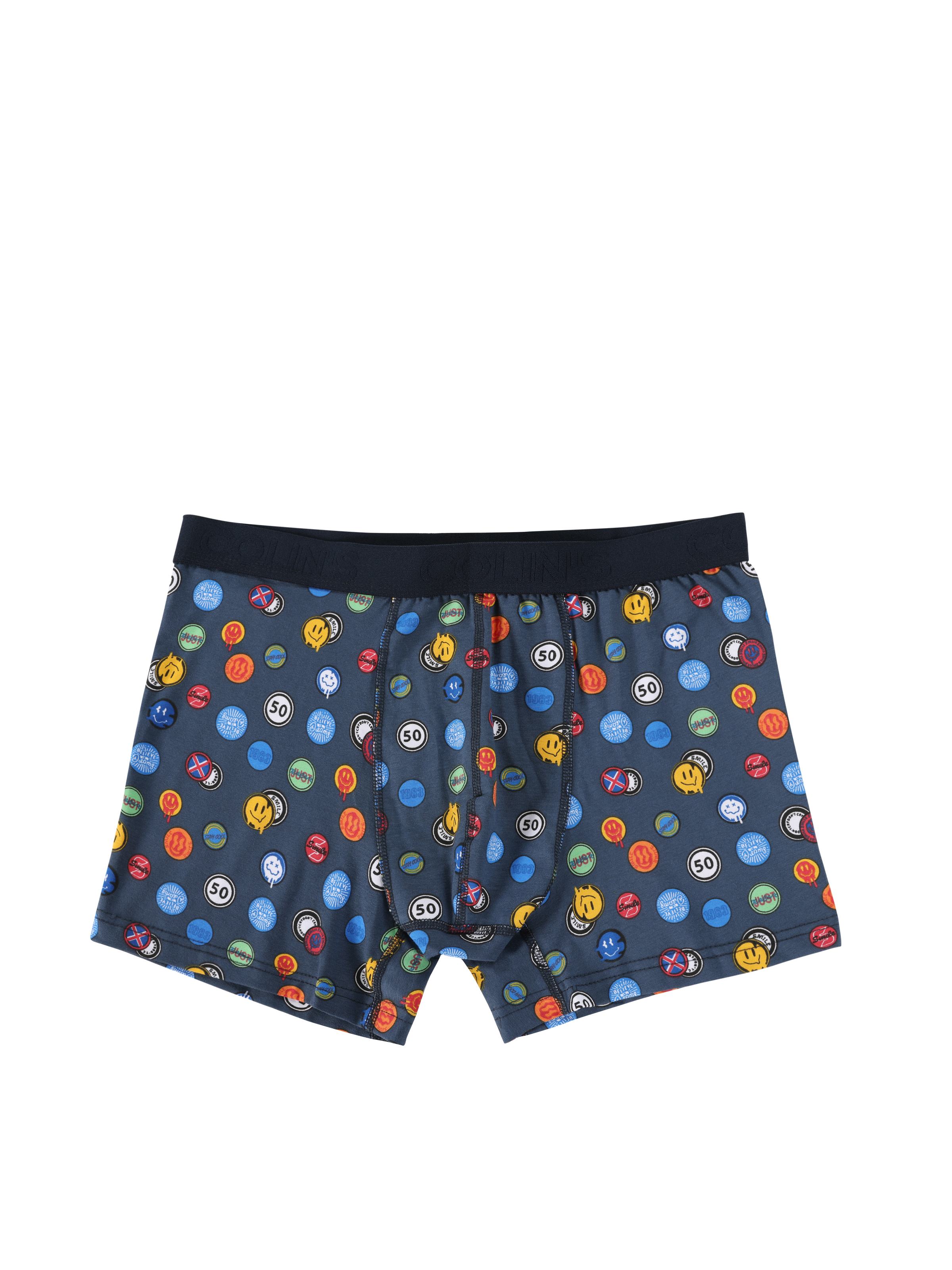 Modern Fit Baskılı Erkek Mavi Boxer