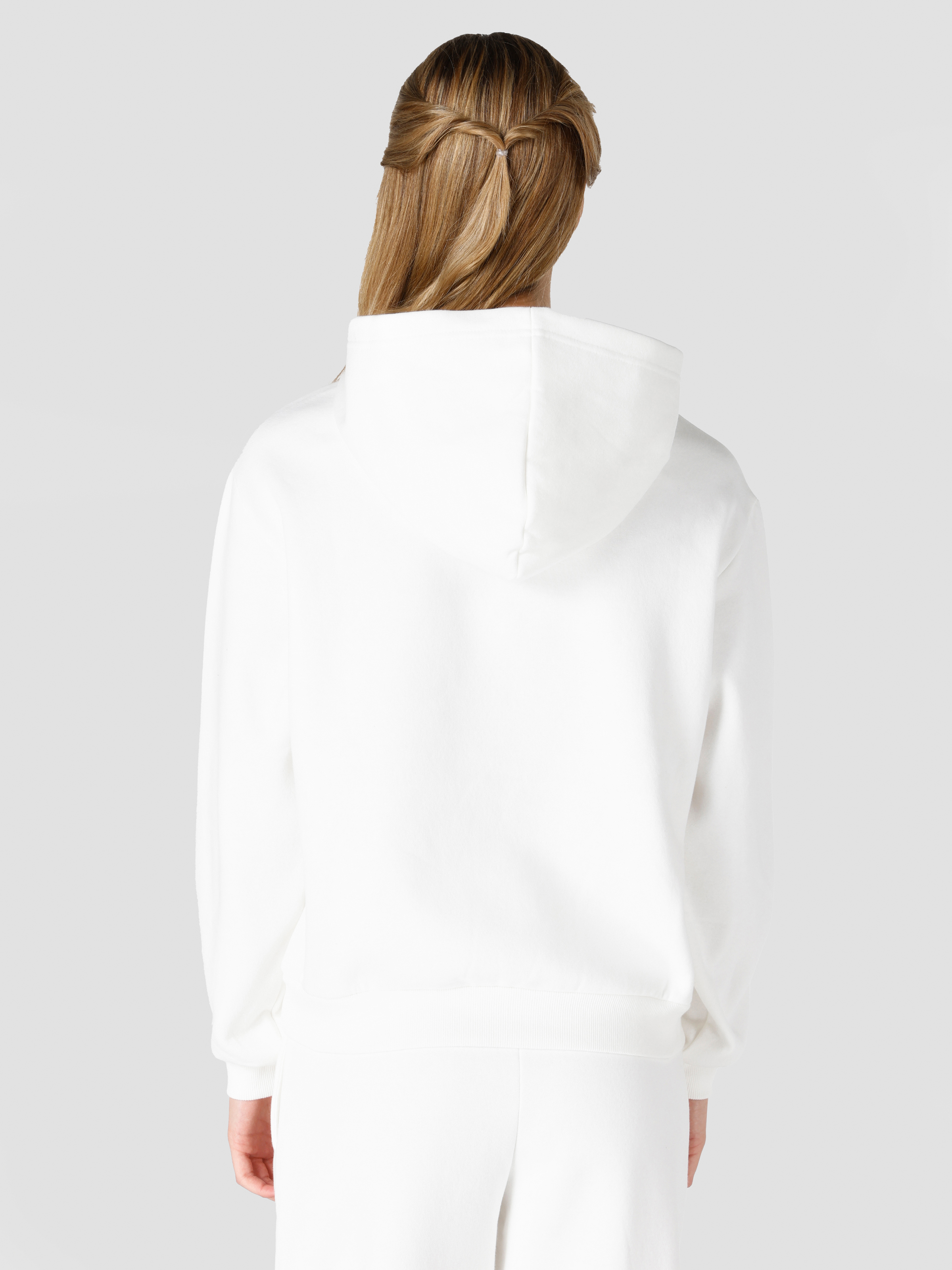 Regular Fit Kapüşonlu Düz Kadın Beyaz Sweatshirt