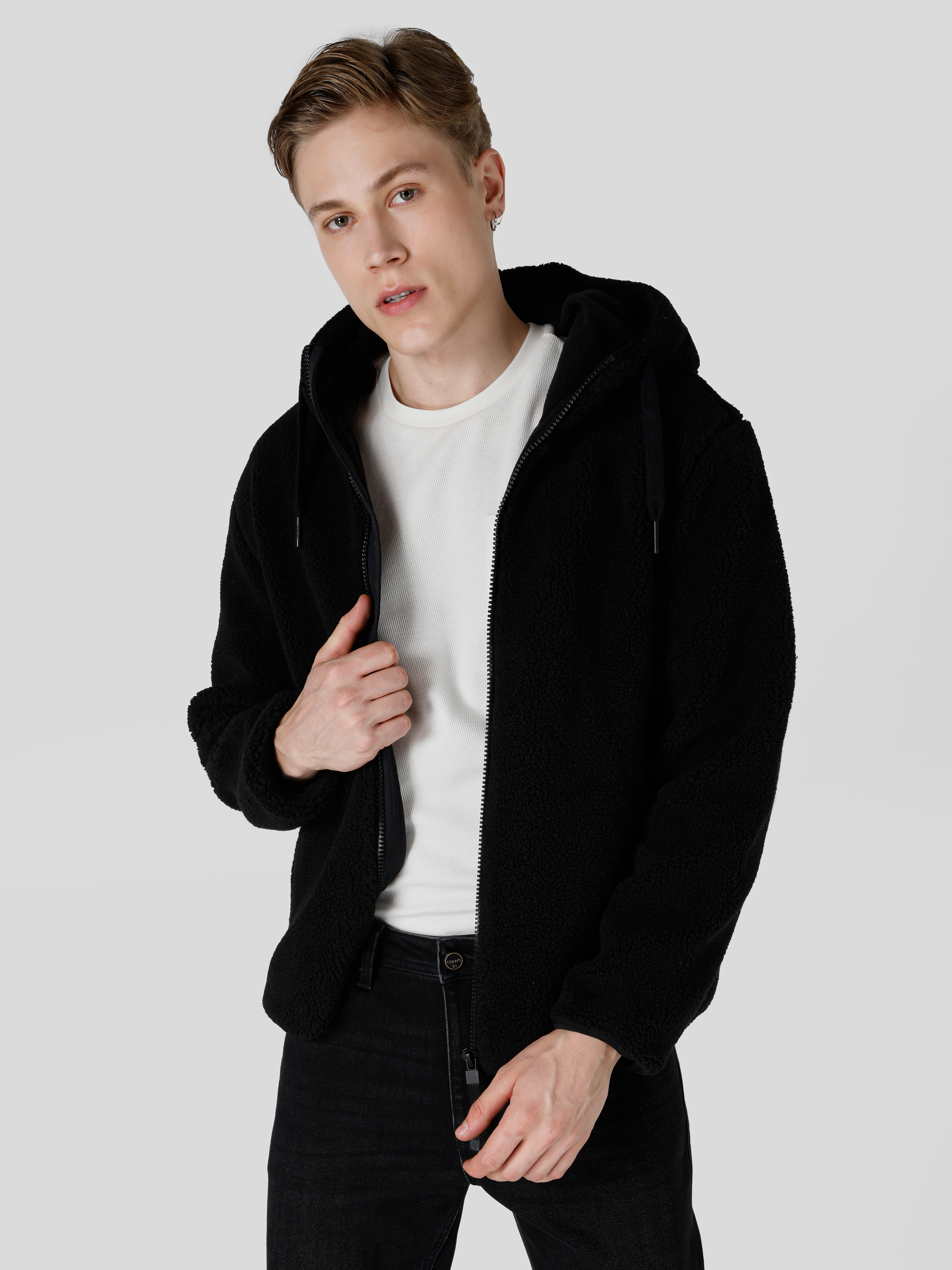 Regular Fit     Erkek Siyah Mont