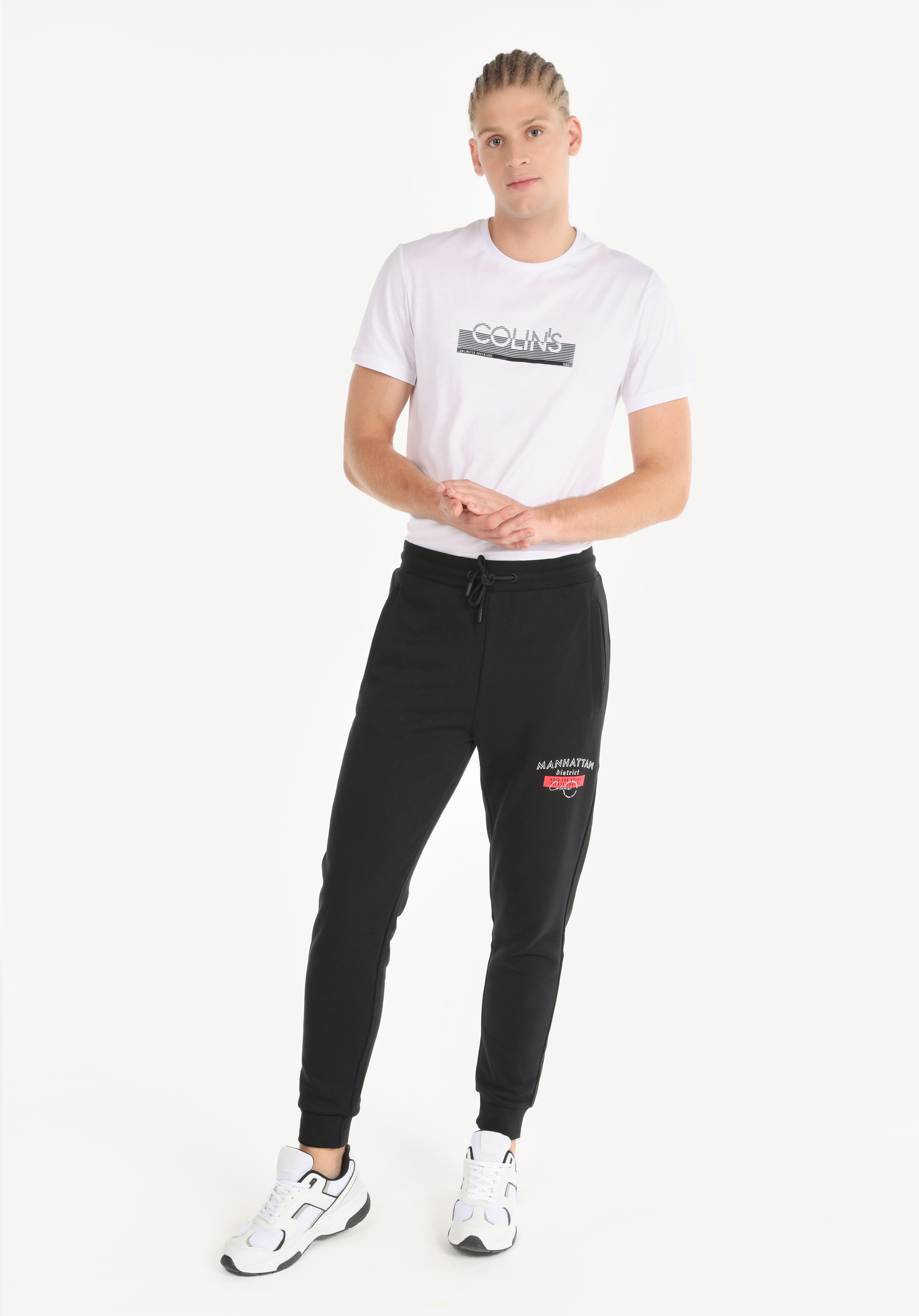 Regular Fit Orta Bel Düz Erkek Siyah Eşofman Altı