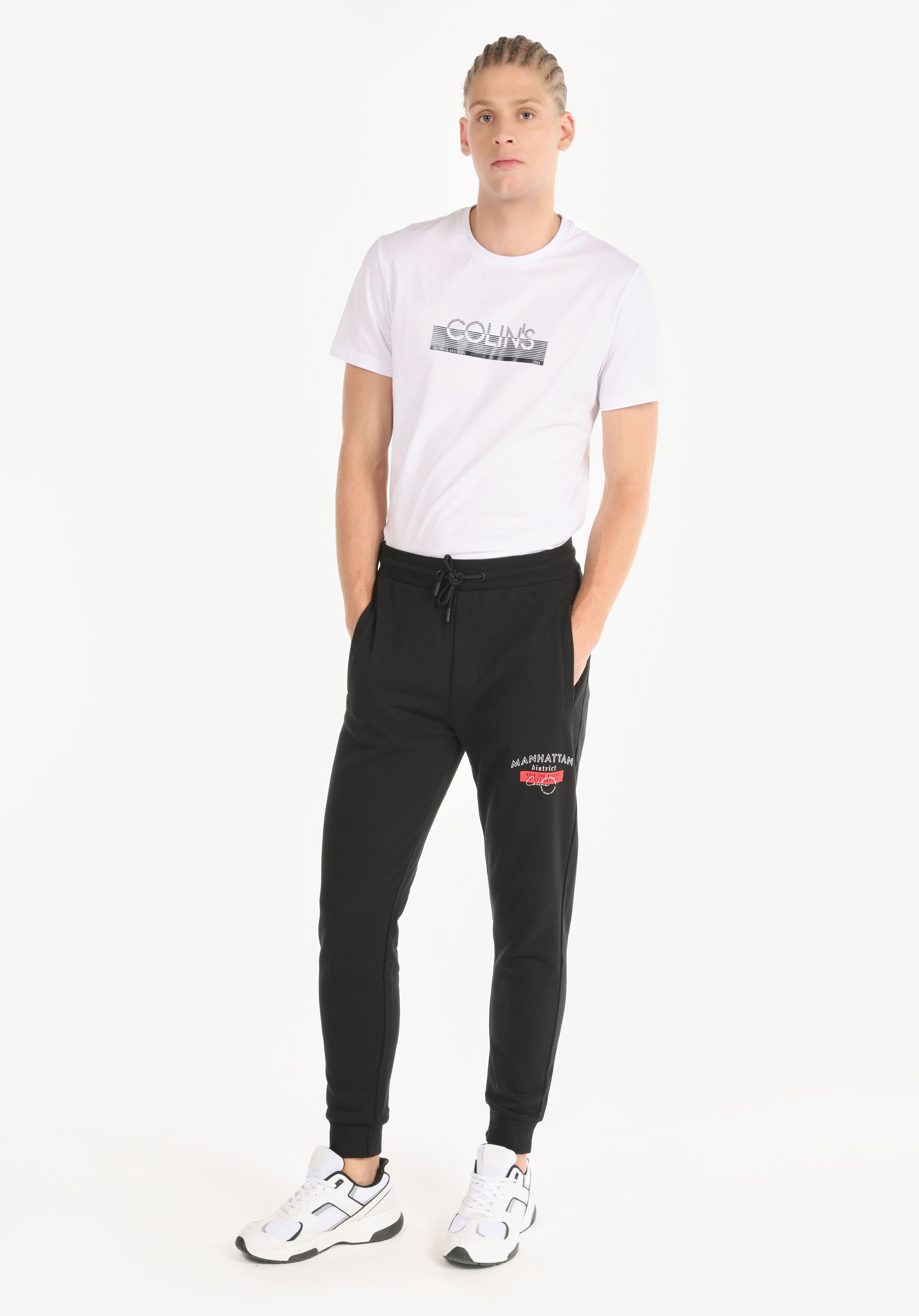 Regular Fit Orta Bel Düz Erkek Siyah Eşofman Altı