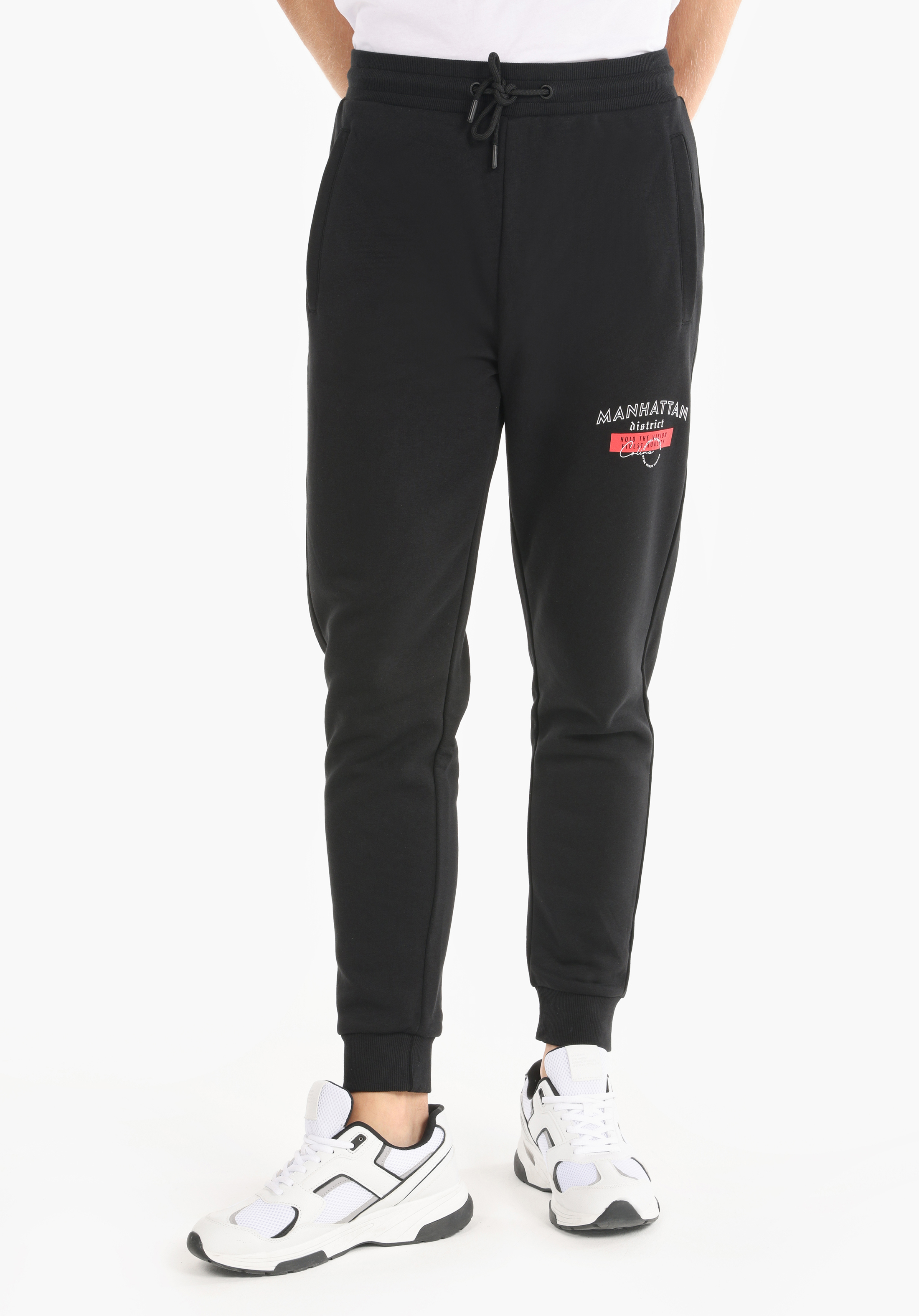 Regular Fit Orta Bel Düz Erkek Siyah Eşofman Altı
