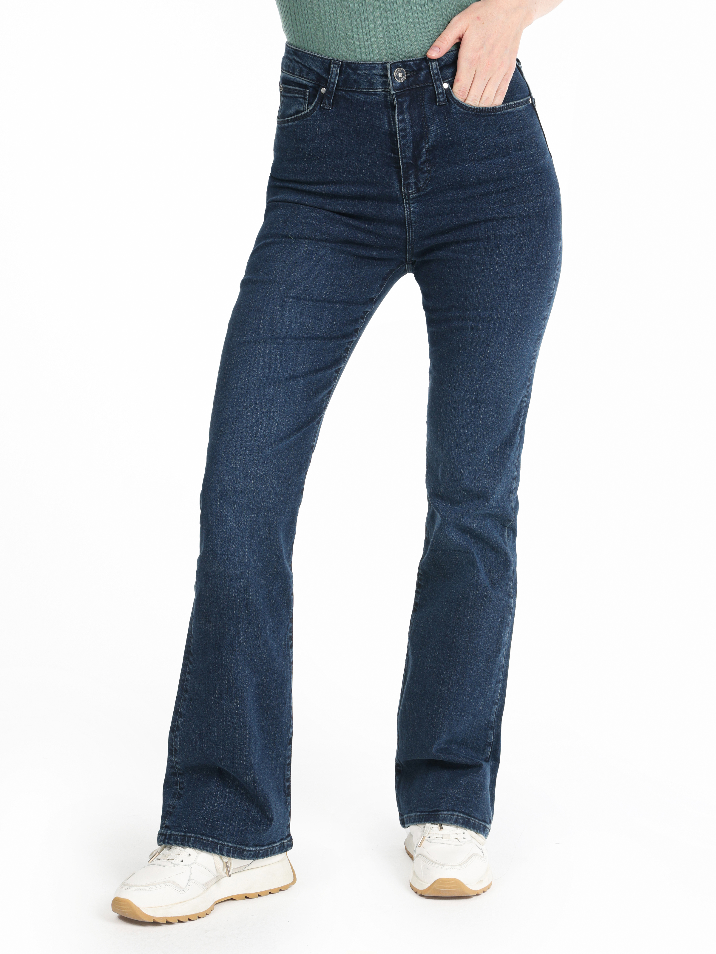 791 Monıca Regular Fit Orta Bel Bootcut Kadın Mavi Jean Pantolon Cl1065552