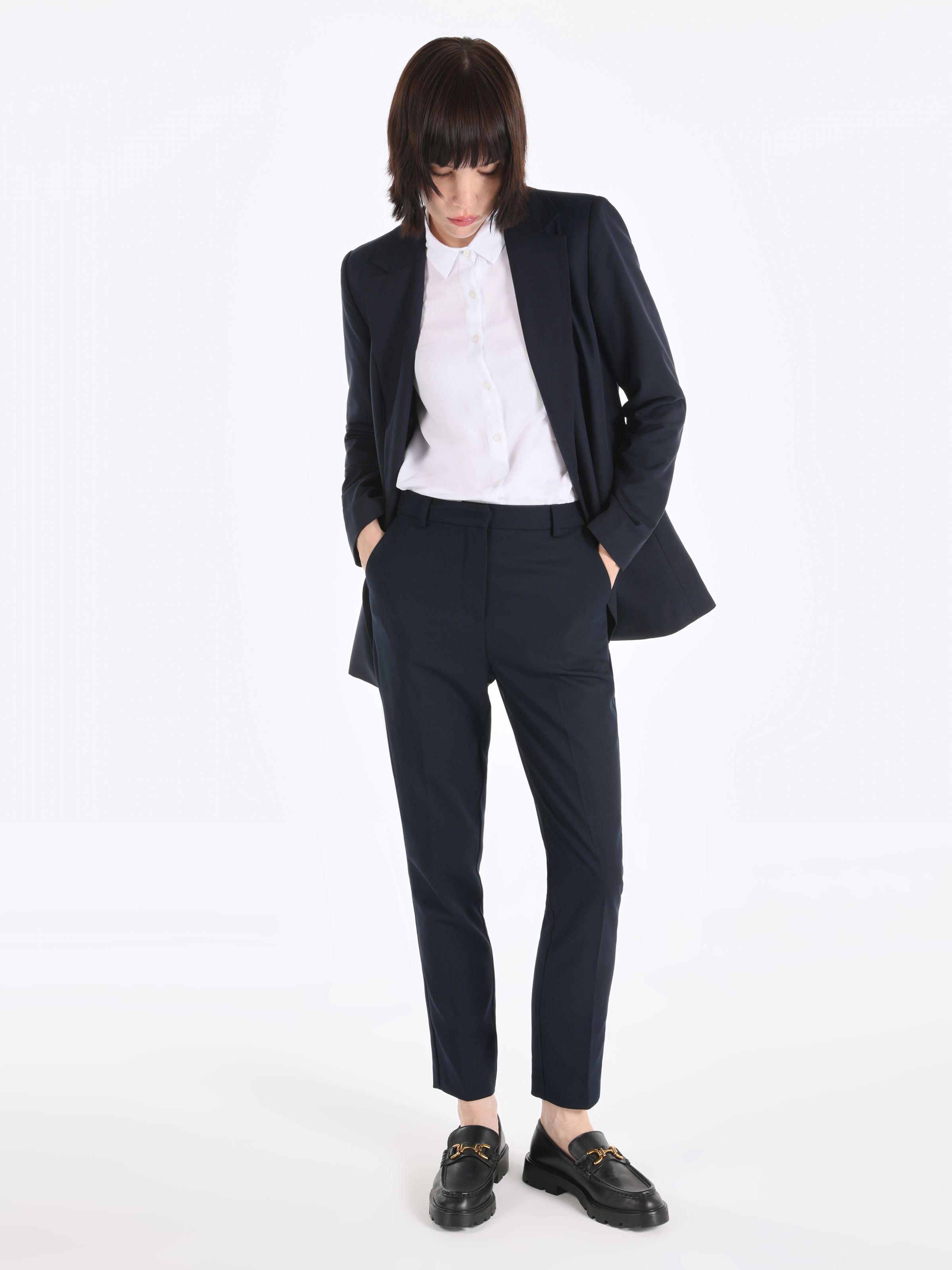 Slim Fit Düşük Bel Dar Paça Kadın Lacivert  Pantolon