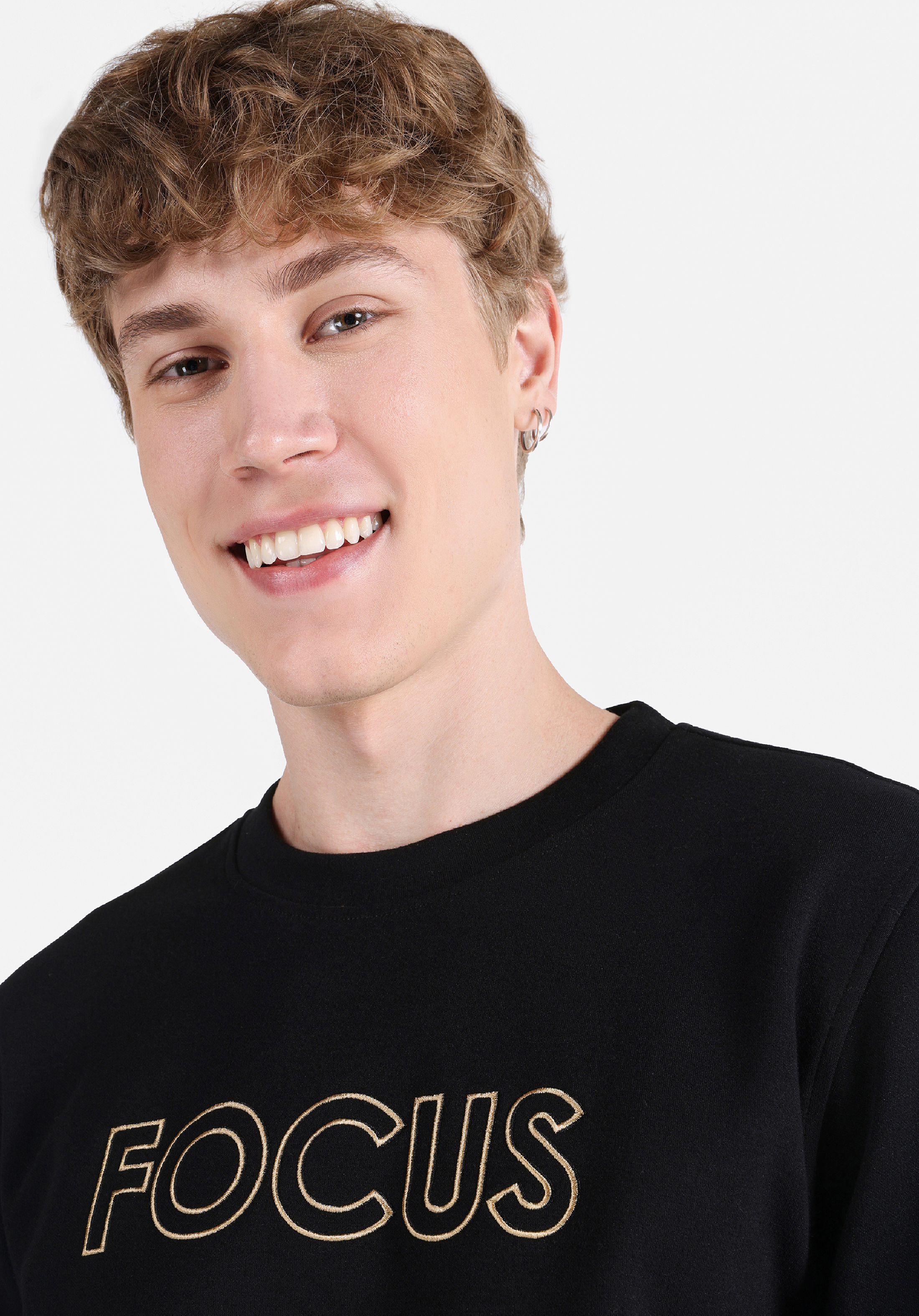 Regular Fit   Erkek Siyah Sweatshirt
