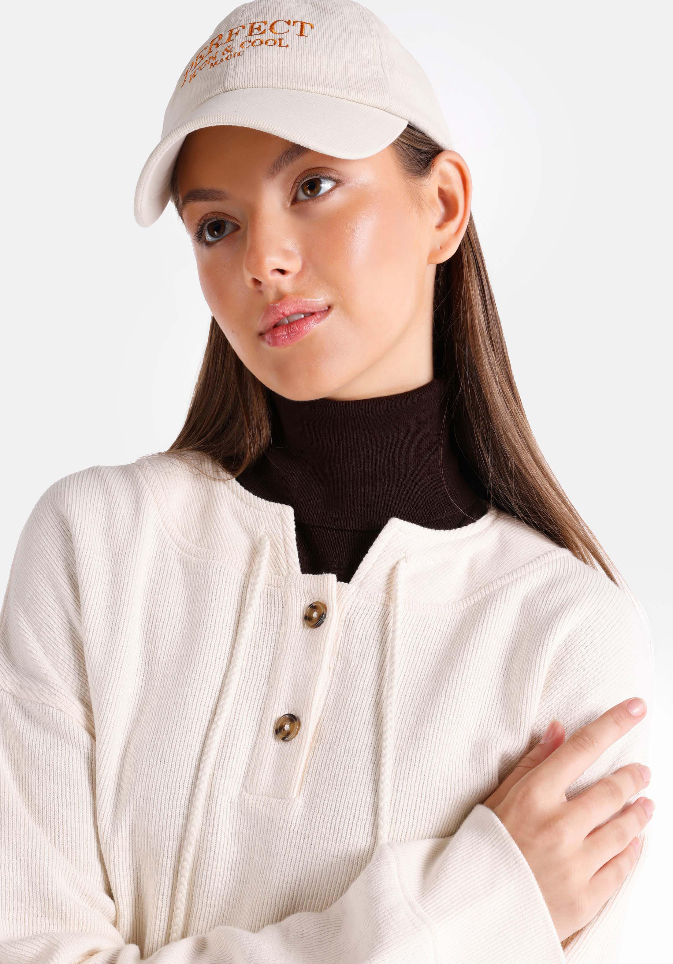 Regular Fit Placket Neck Düz Kadın Ekru Uzun Kol Tişört