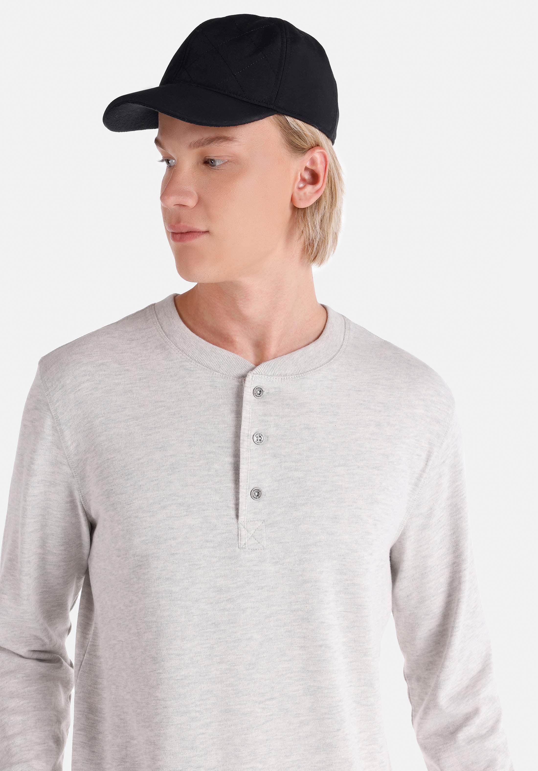 Slim Fit Düğmeli Yaka Düz Erkek Beyaz Uzun Kol Tişört