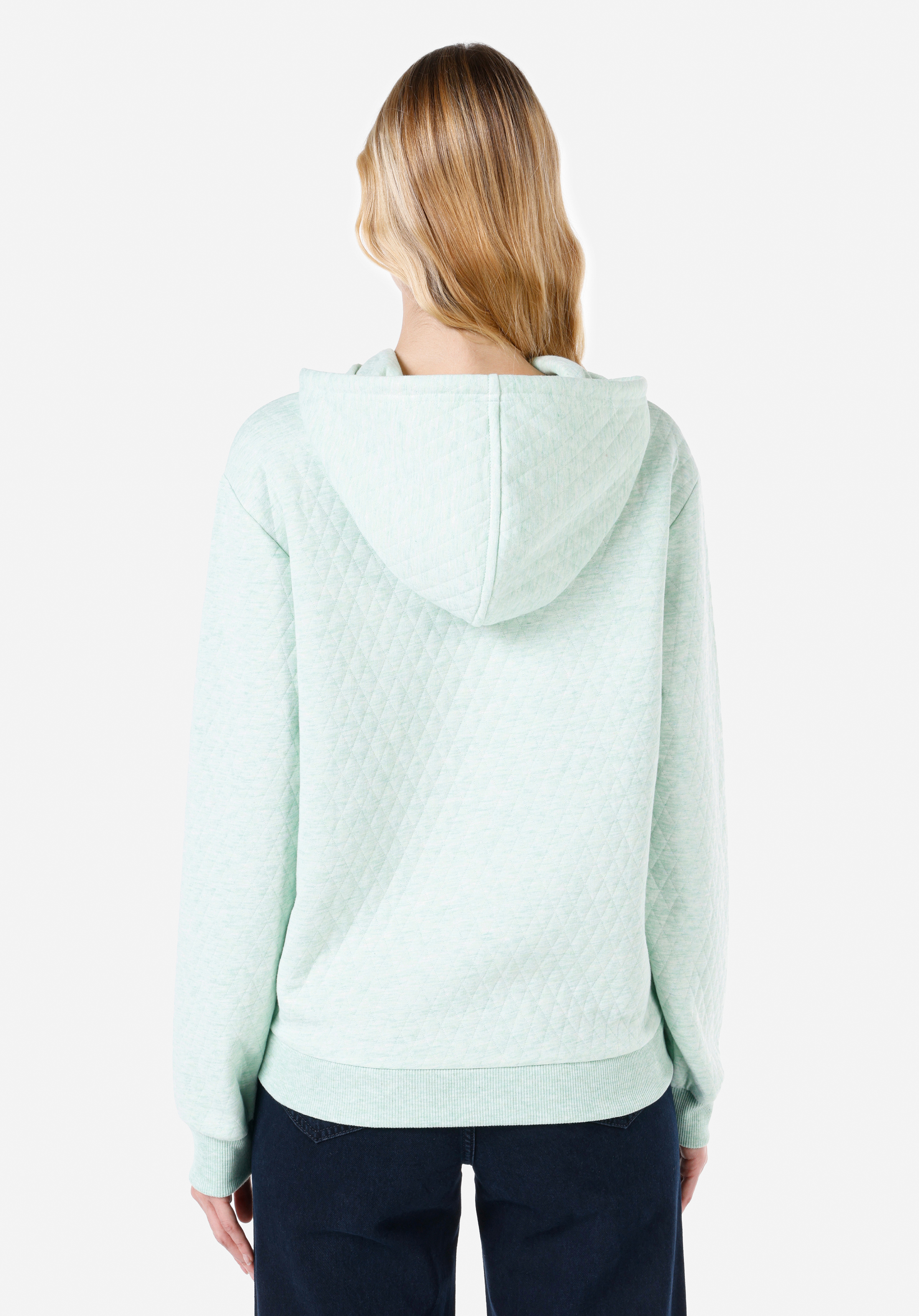 Regular Fit Kapüşonlu Düz Kadın Yeşil Sweatshirt