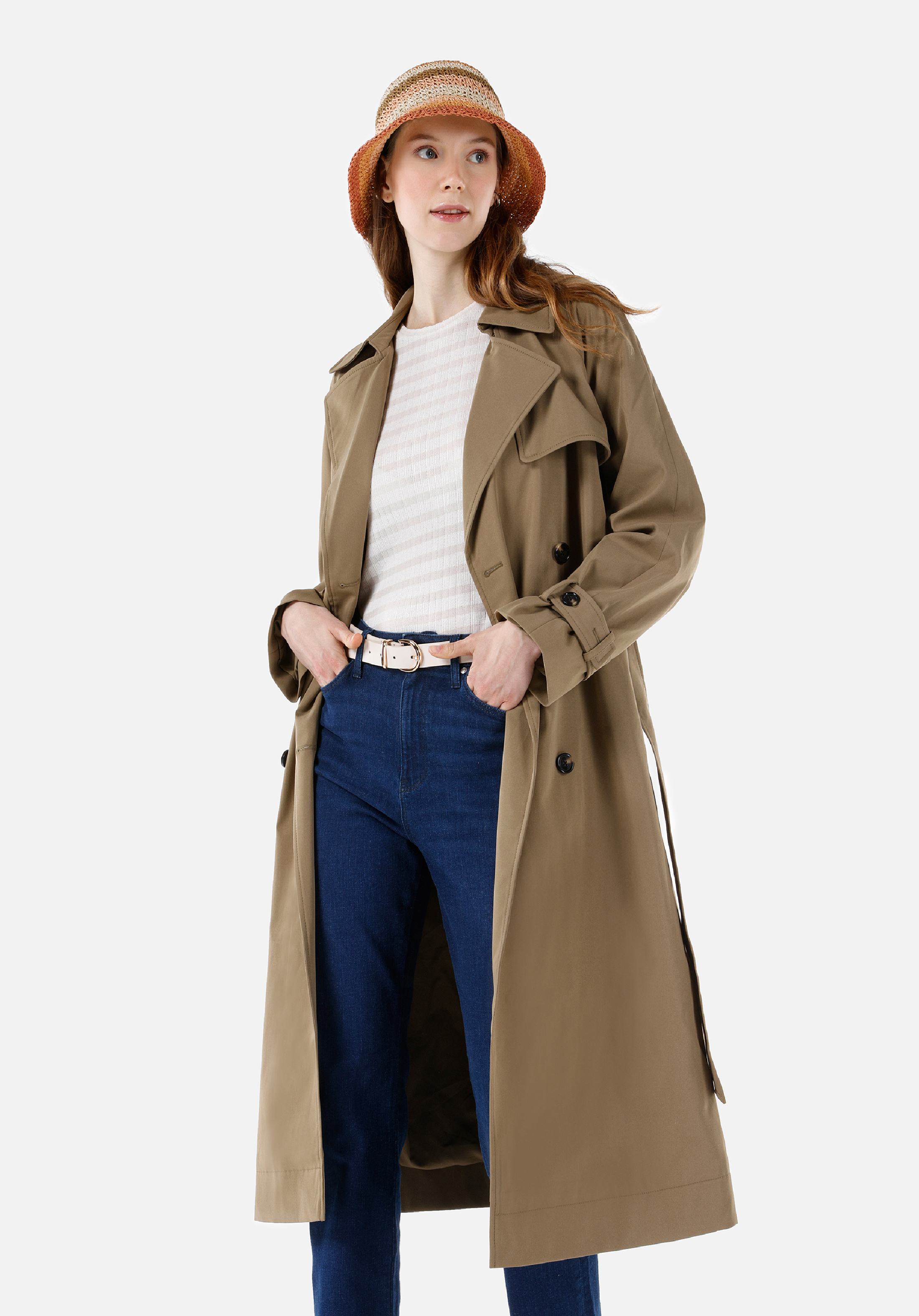 Regular Fit Klasik Bedenli Düğmeli Astarsız  Kadın Yeşil Mont