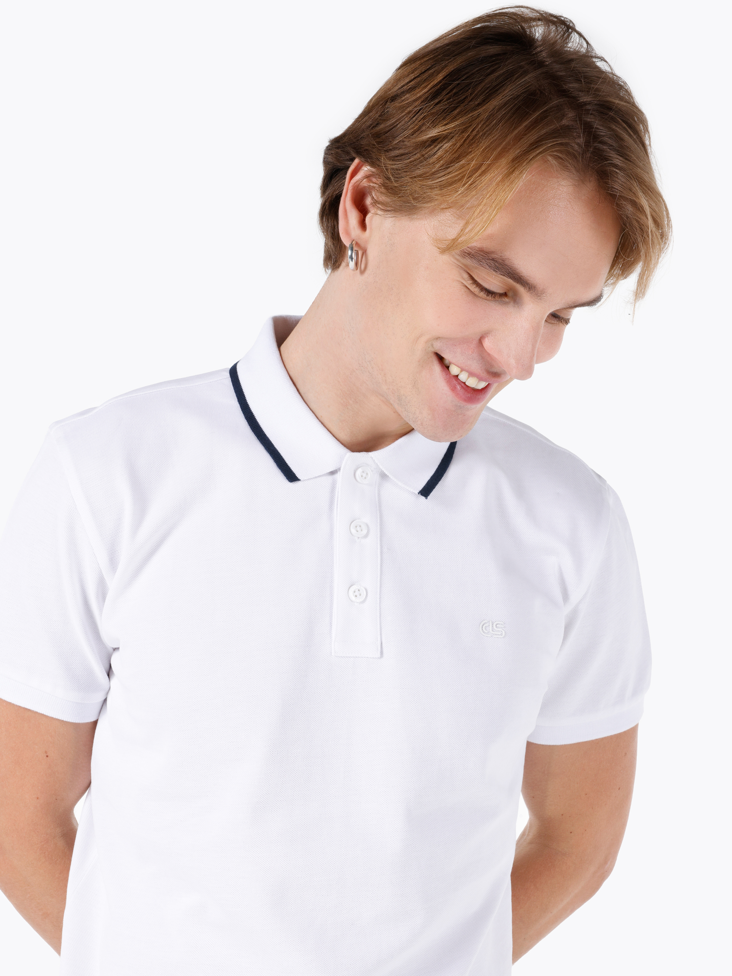Regular Fit Polo Yaka Düz Erkek Beyaz Kısa Kol Tişört