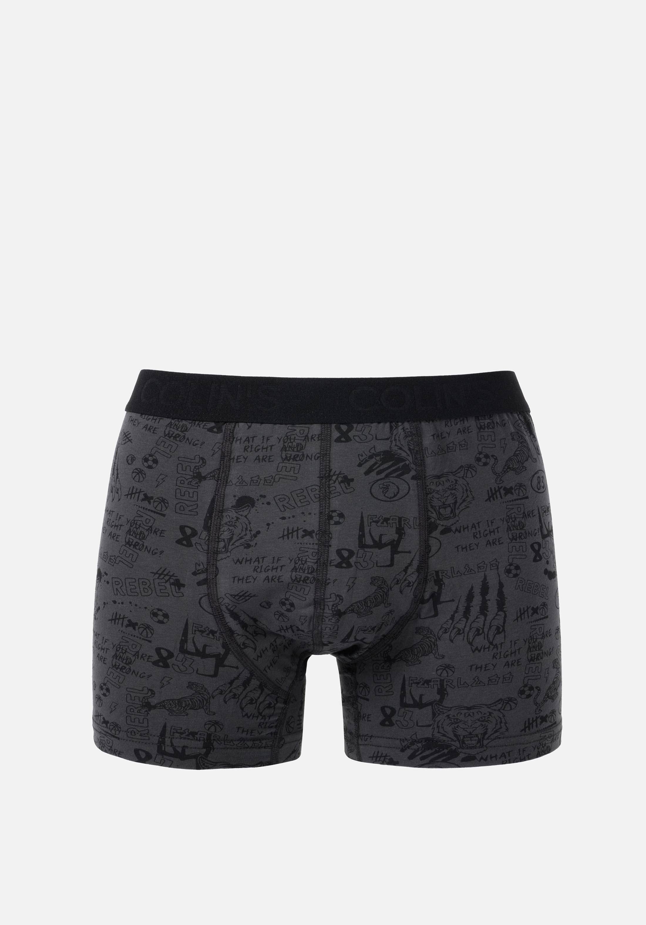 Modern Fit Baskılı Erkek Antrasit Boxer