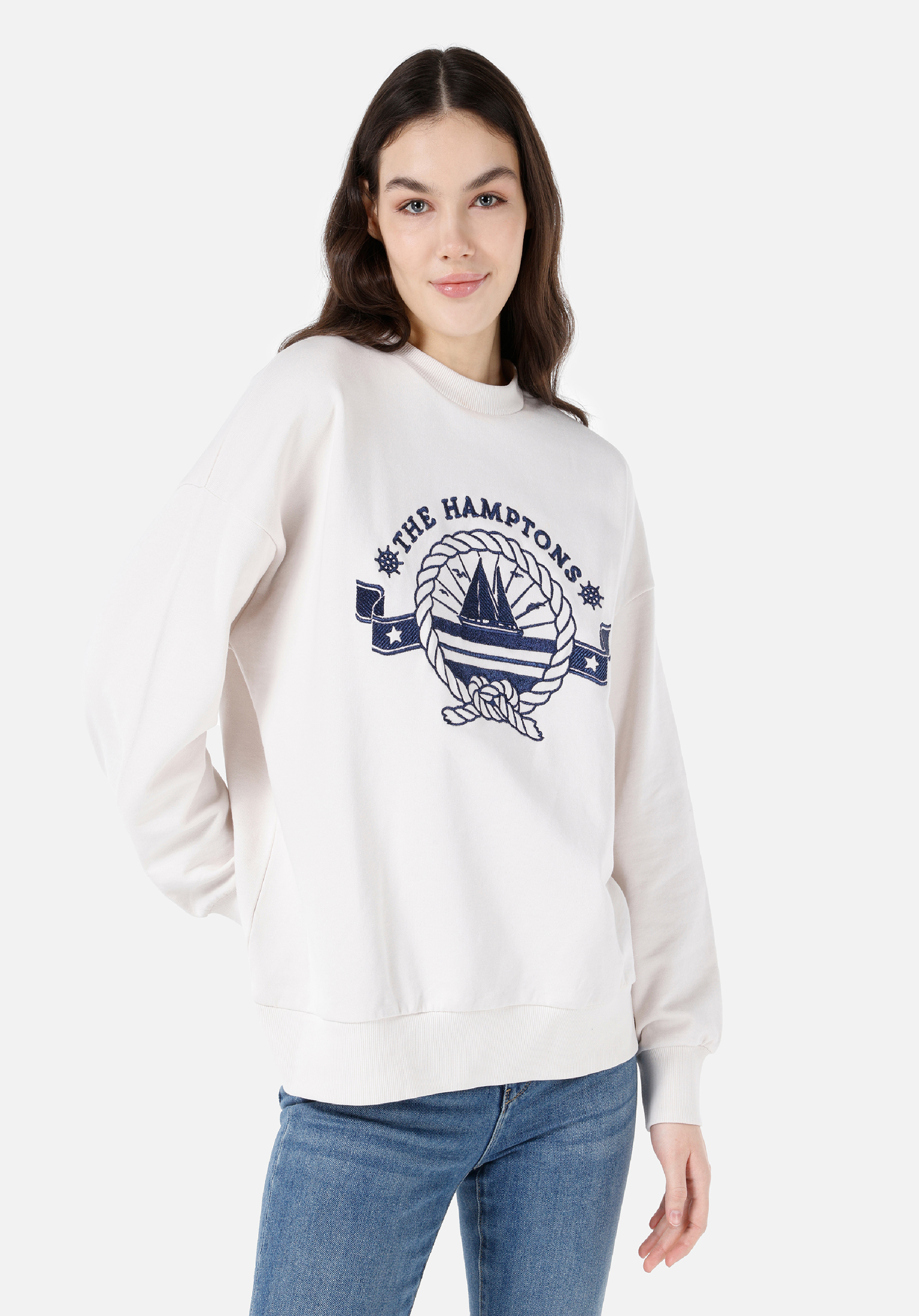 Comfort Fit   Kadın Beyaz Sweatshirt