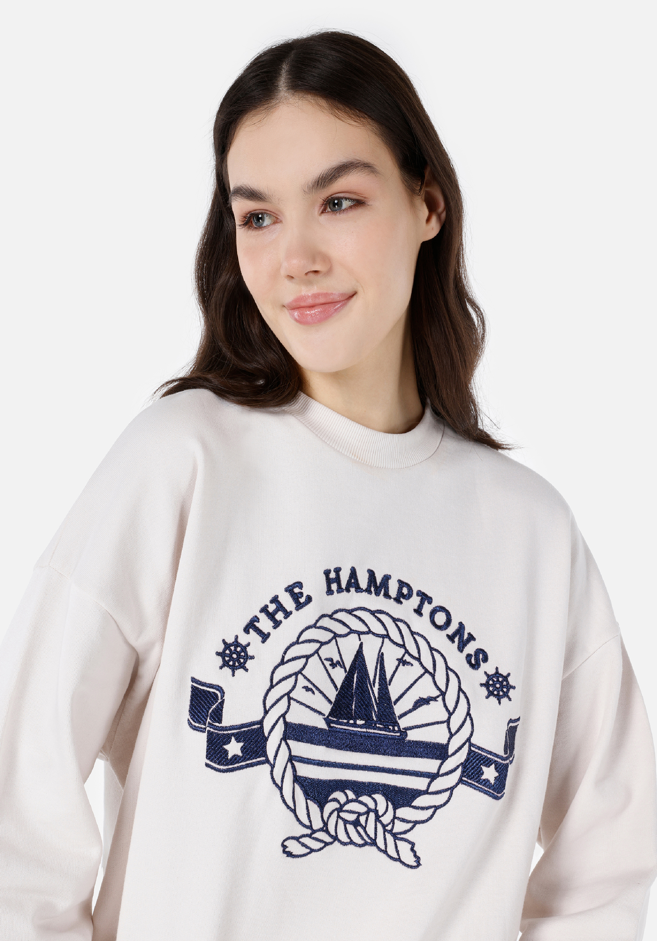 Comfort Fit   Kadın Beyaz Sweatshirt