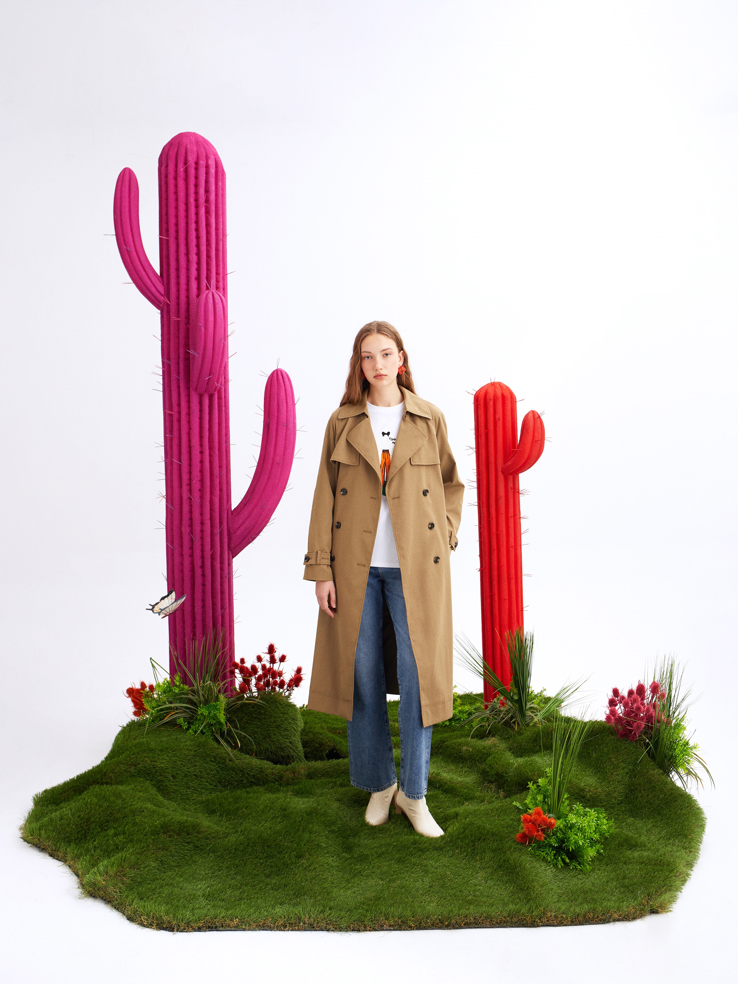 Regular Fit Klasik Bedenli Düğmeli Astarsız  Kadın Yeşil Mont