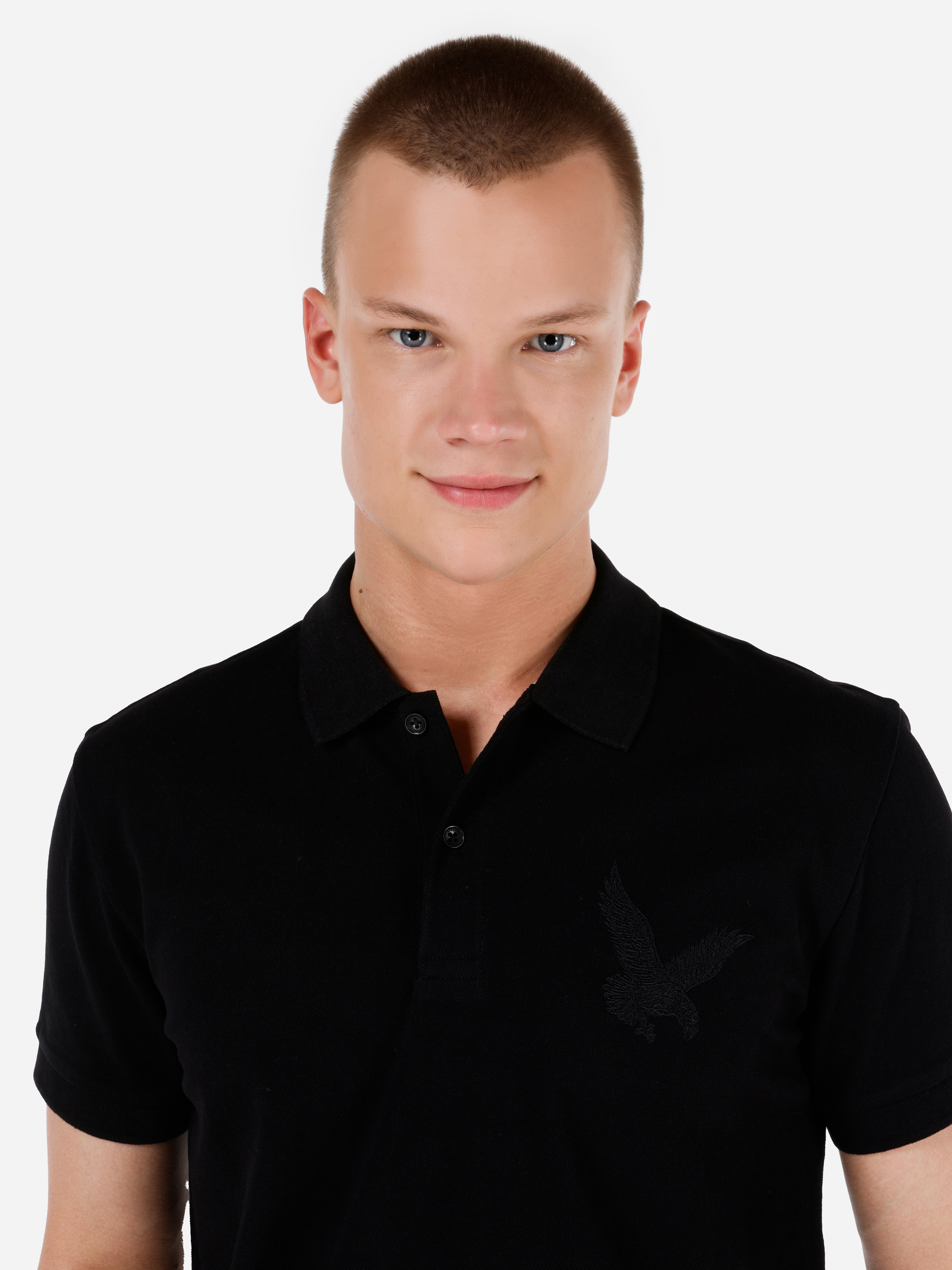 Regular Fit Polo Yaka Düz Erkek Siyah Kısa Kol Tişört