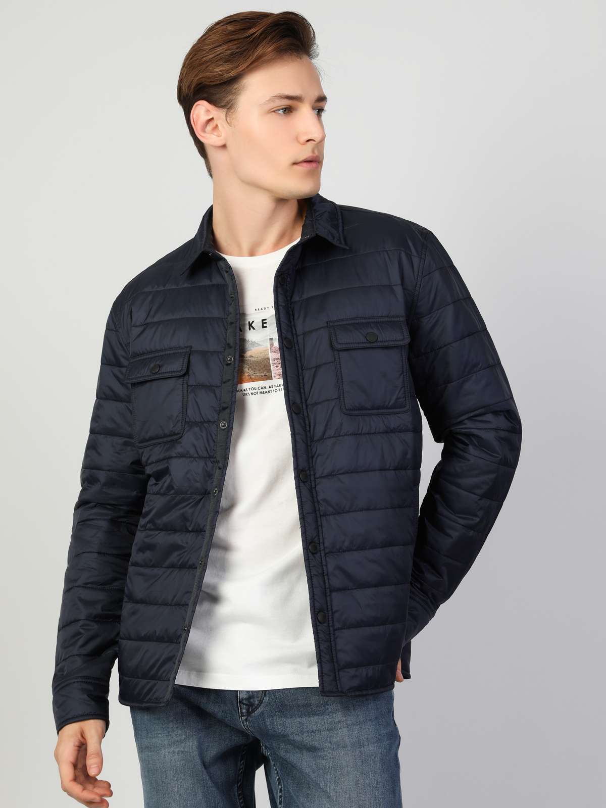 Regular Fit Çift Cep Detaylı Lacivert Erkek Mont - Mega Günler ...