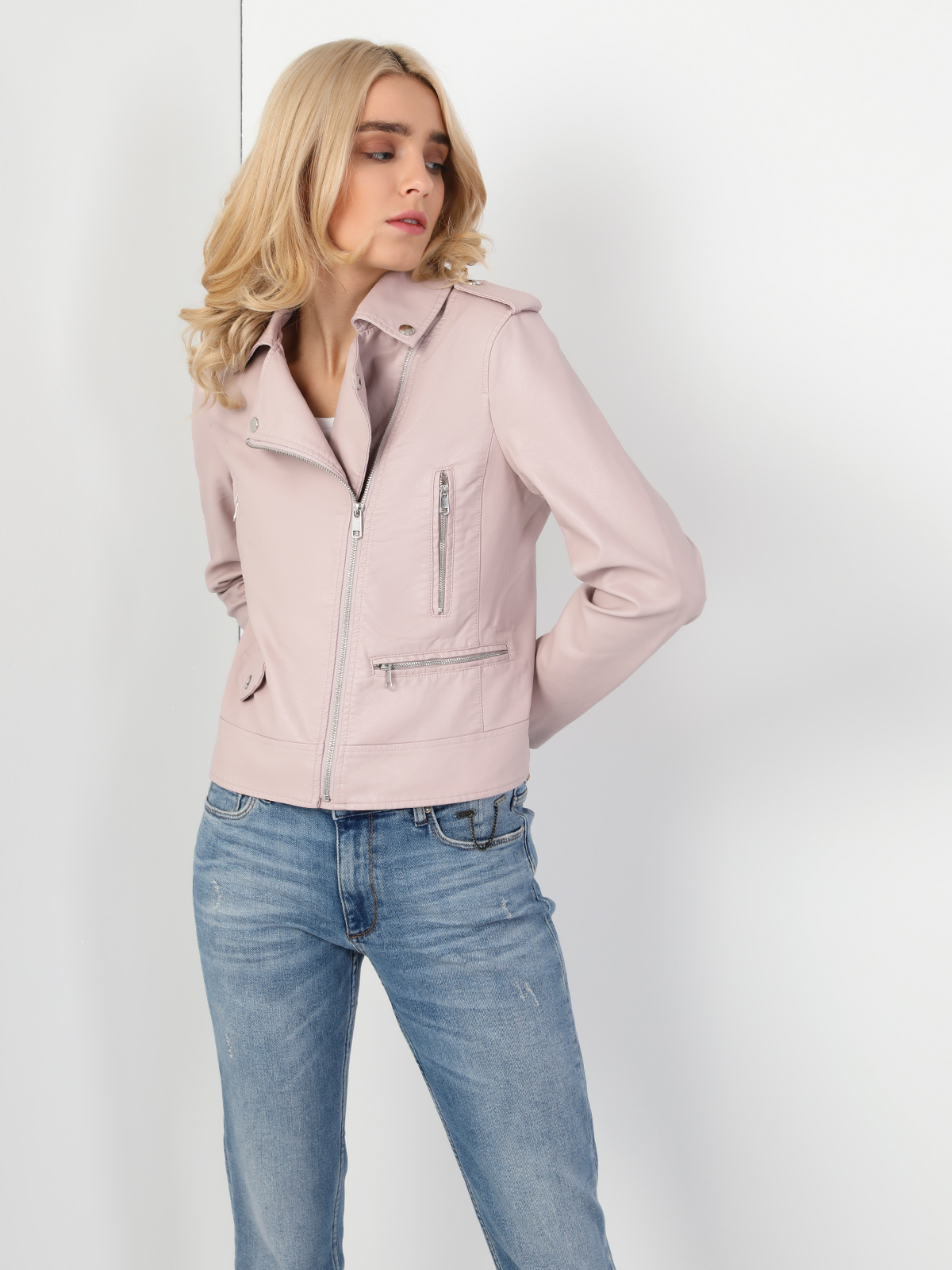 Slim Fit Pembe Suni Deri Mont Cl1047369