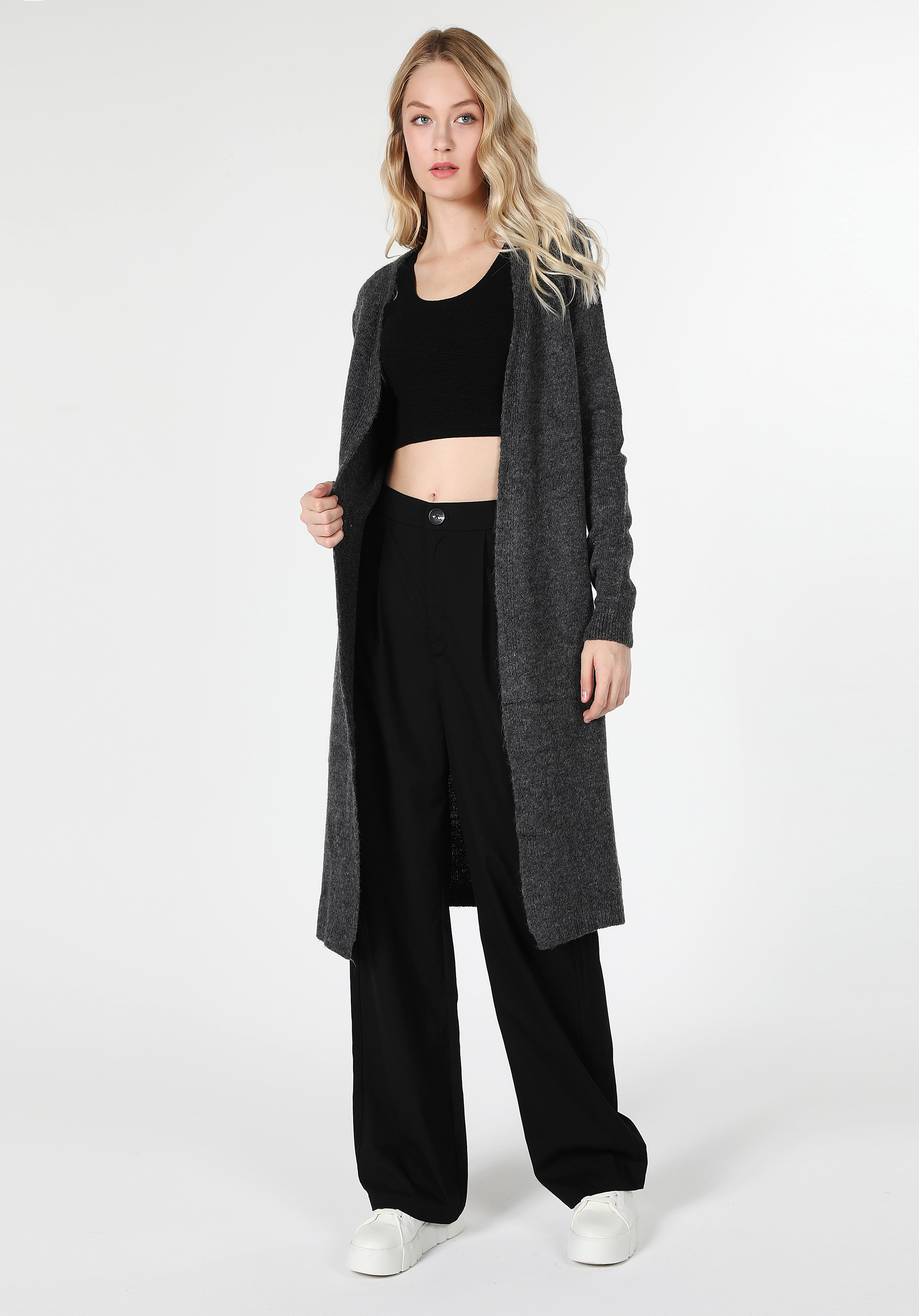 Regular Fit   Kadın Antrasit Hırka