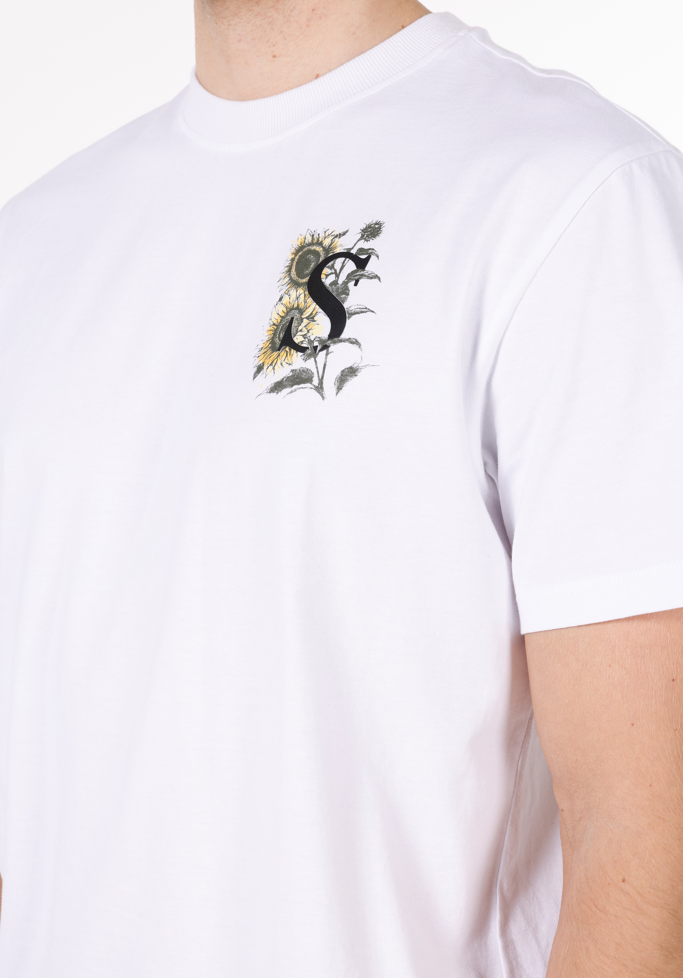 Comfort Fit Yuvarlak Yaka Baskılı Erkek Beyaz Kısa Kol Tişört