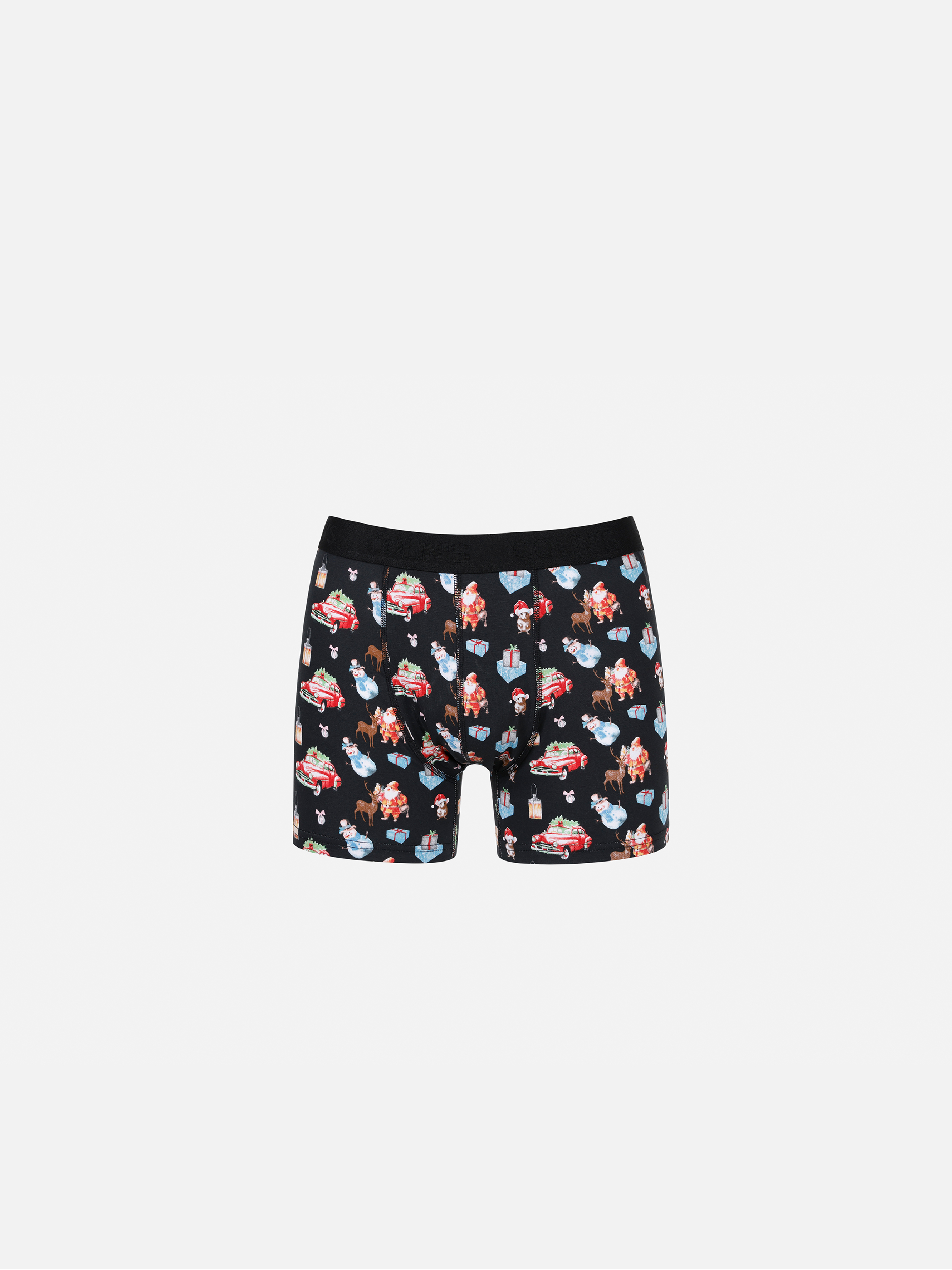 Modern Fit Baskılı Erkek Siyah Boxer