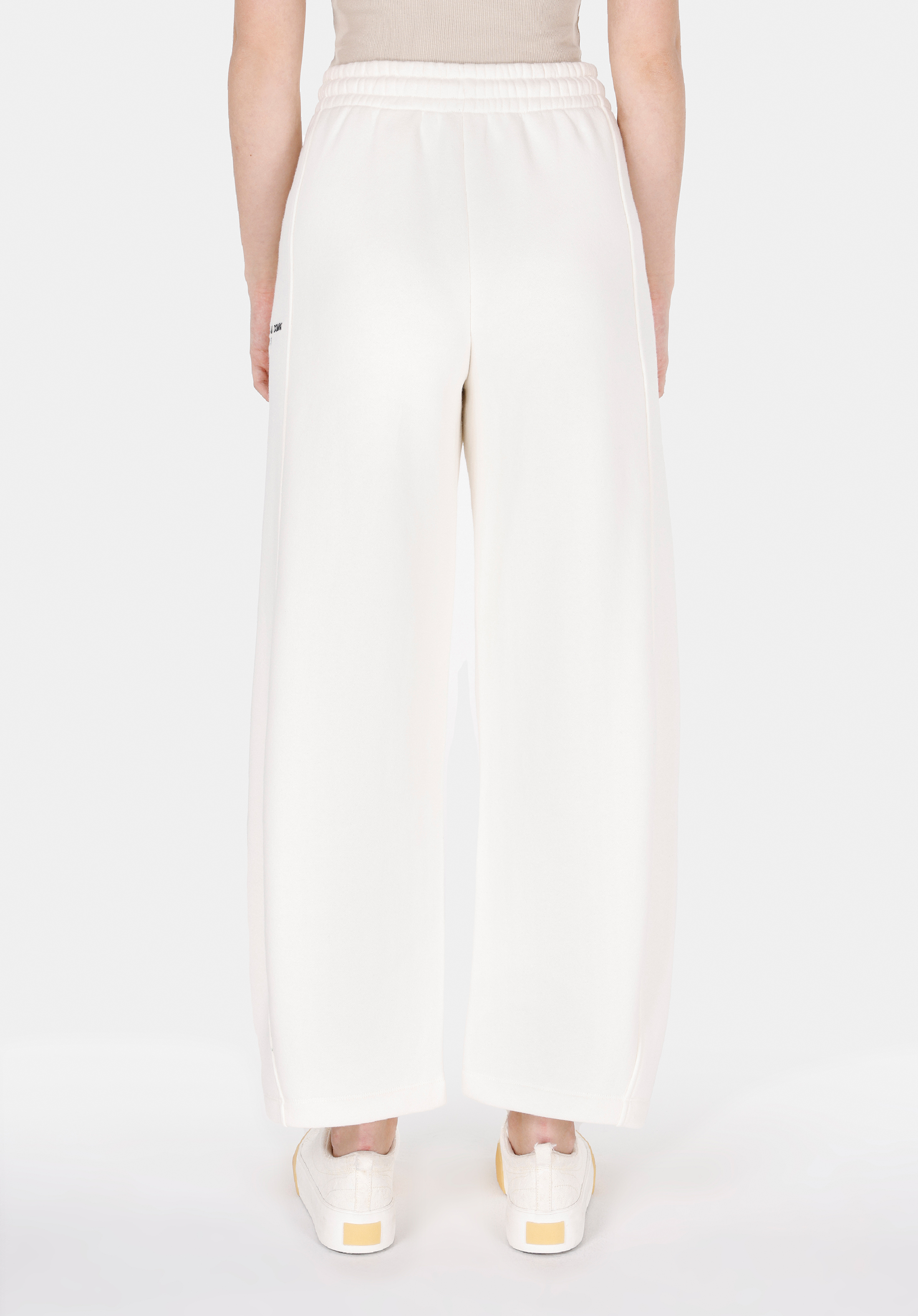 Regular Fit Orta Bel Nakışlı Kadın Beyaz Eşofman Altı