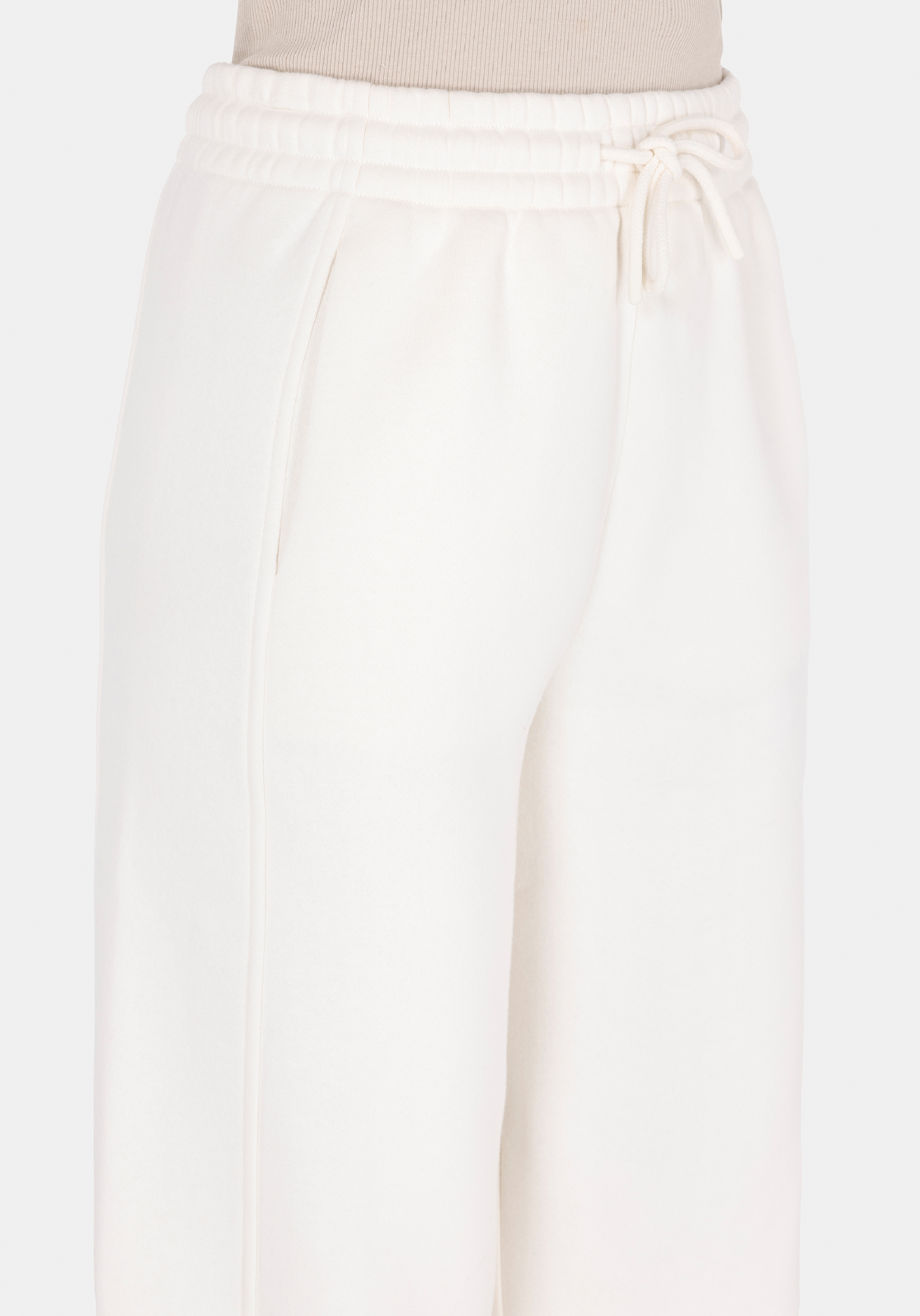 Regular Fit Orta Bel Nakışlı Kadın Beyaz Eşofman Altı