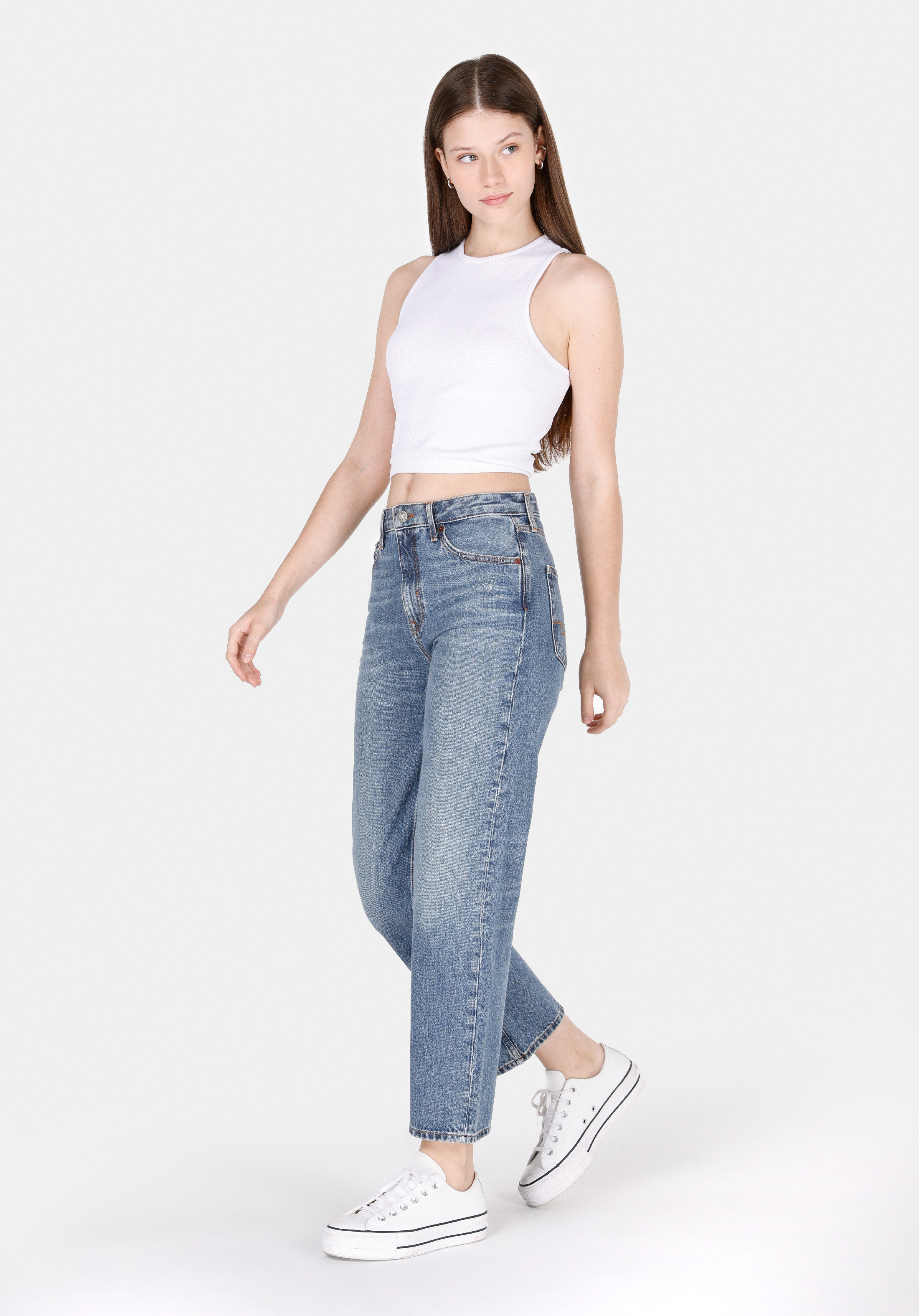 884 Lauren Straight Fit   Kadın Mavi Jean Pantolon Cl1074520